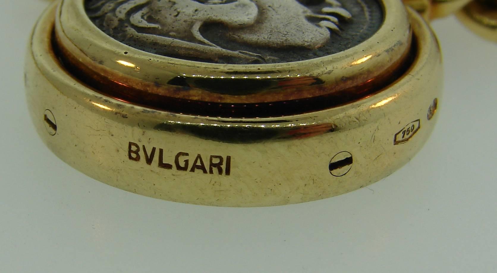 Bulgari Silver Coin Yellow Gold Necklace with Diamond Ruby Bvlgari 2