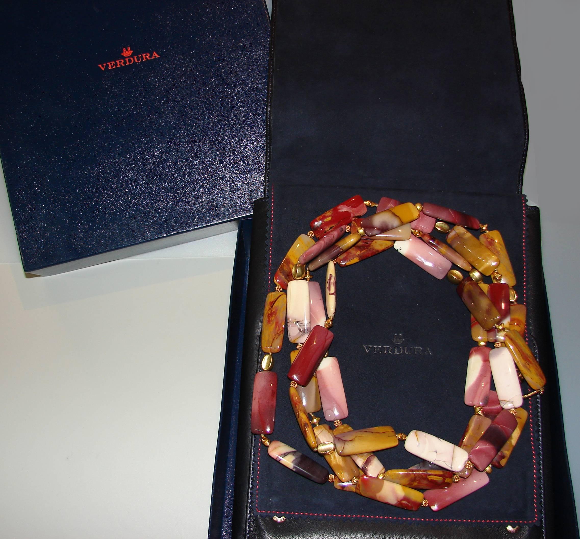 Verdura Agate Bead Strand Necklace with Yellow Gold Clasp 5