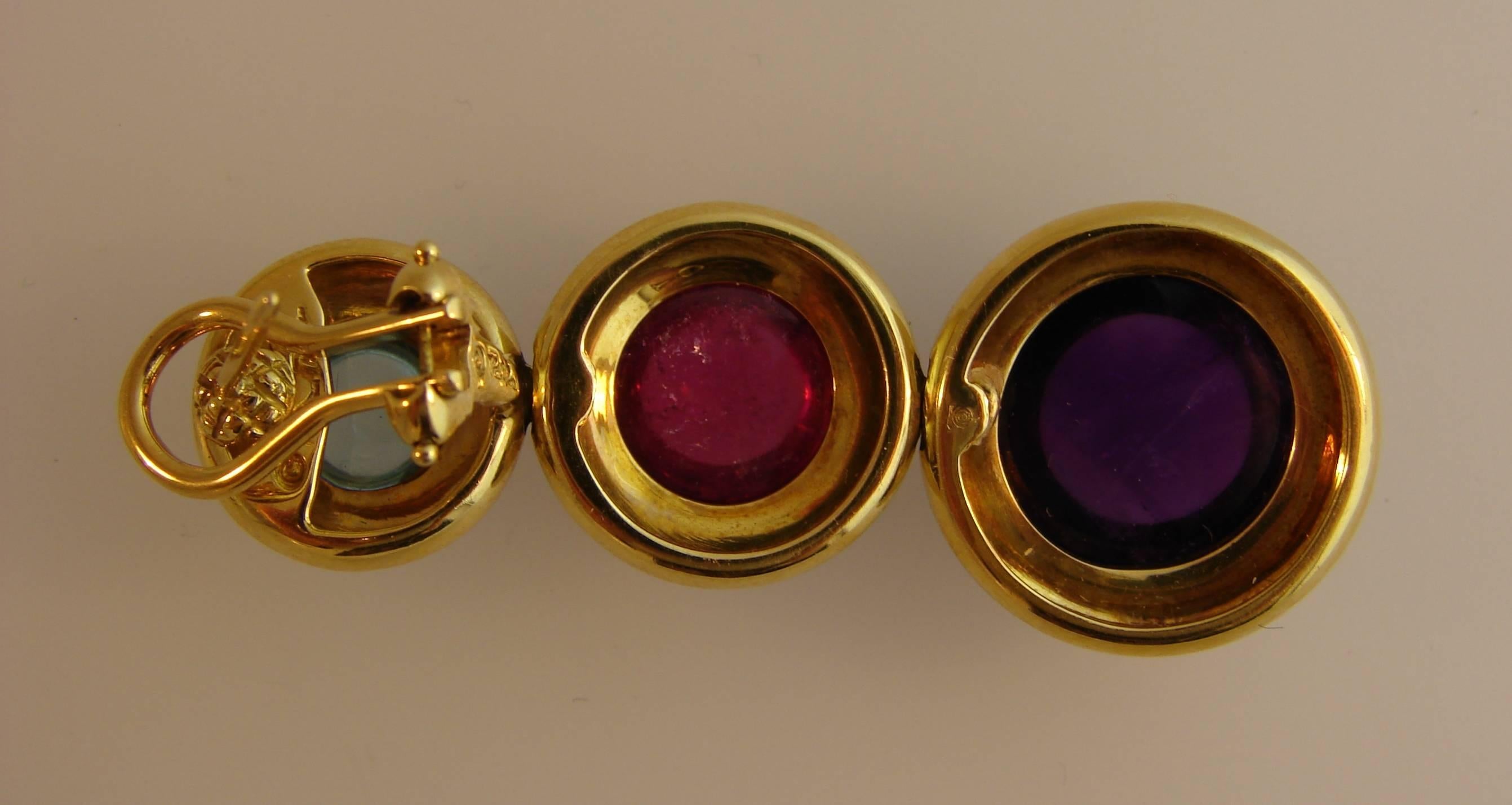 Women's Tiffany Paloma Picasso Gemstones Gold Earrings 1980s 