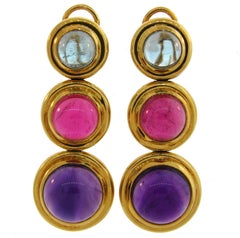 Tiffany Paloma Picasso Gemstones Gold Earrings 1980s
