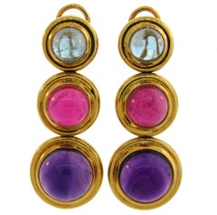 Vintage Tiffany Paloma Picasso Gemstones Gold Earrings 1980s 