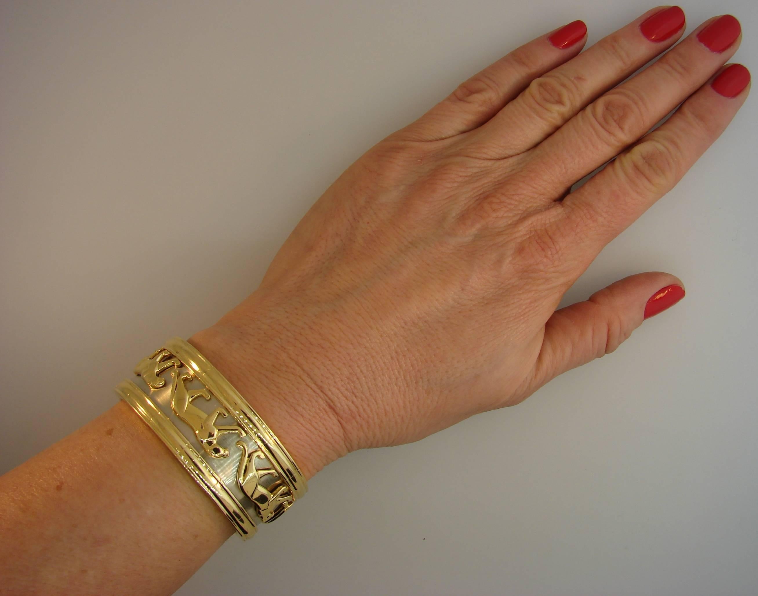 Cartier Yellow and White Gold Panthere Cuff Bangle Bracelet 3