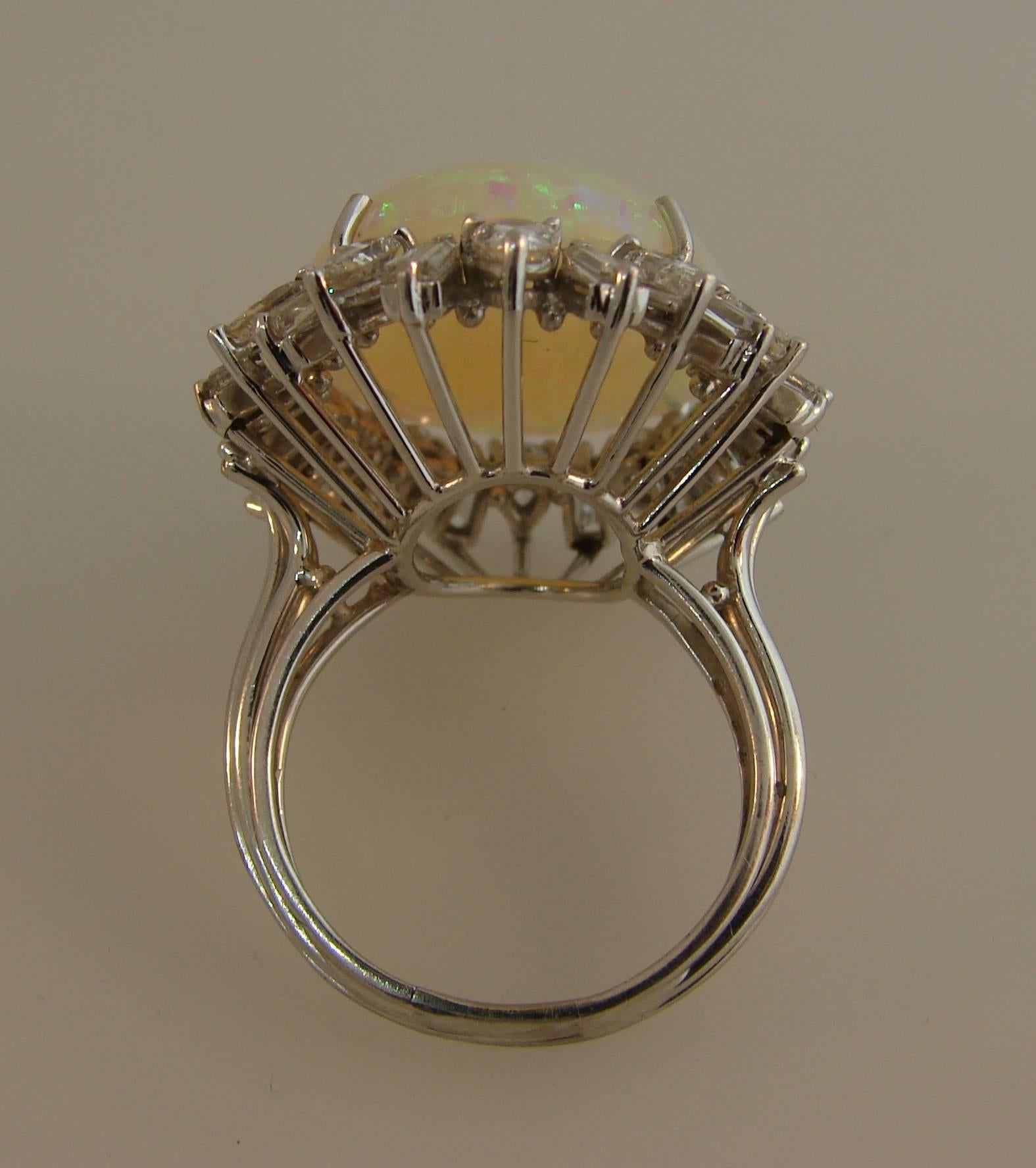 16 Carat Opal Diamond Platinum Ring 3