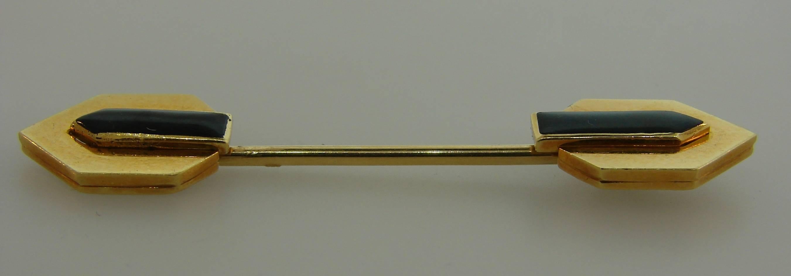 Pair of David Webb Enamel Yellow Gold Jabot Pin For Sale 2