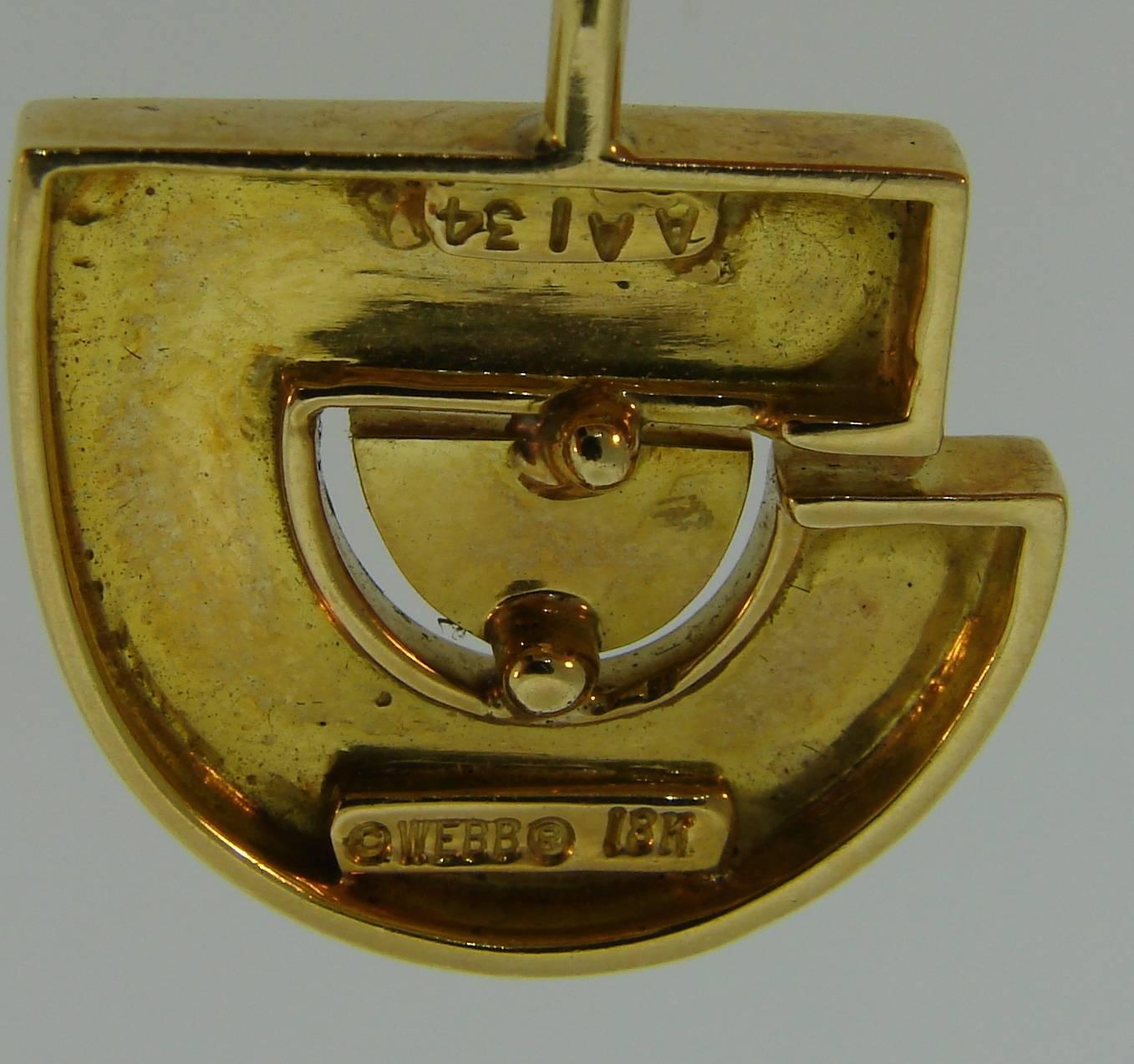 Pair of David Webb Enamel Yellow Gold Jabot Pin For Sale 3