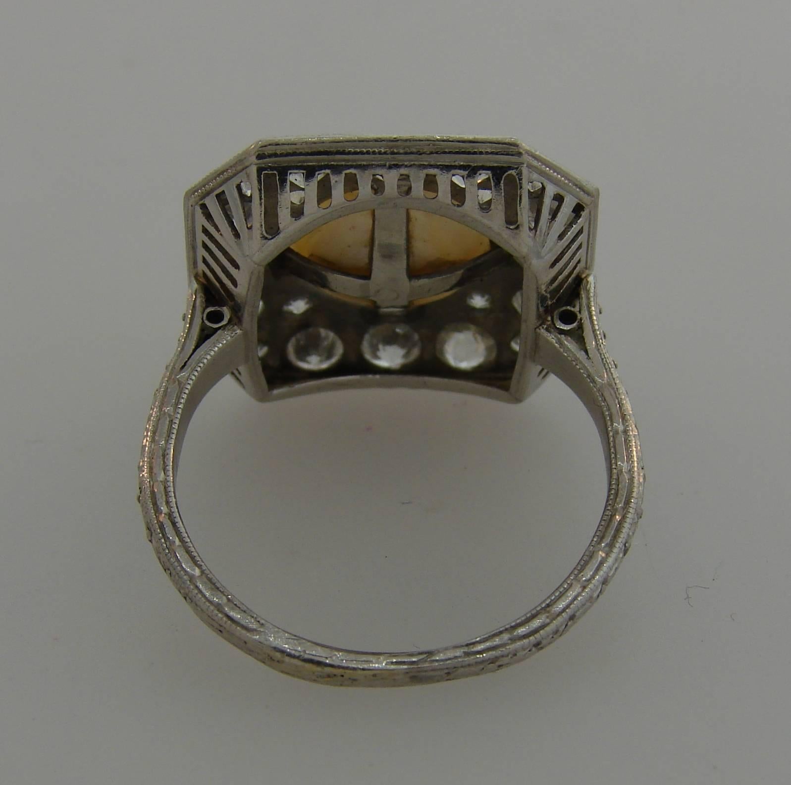Edwardian Pearl Diamond Platinum Ring 2