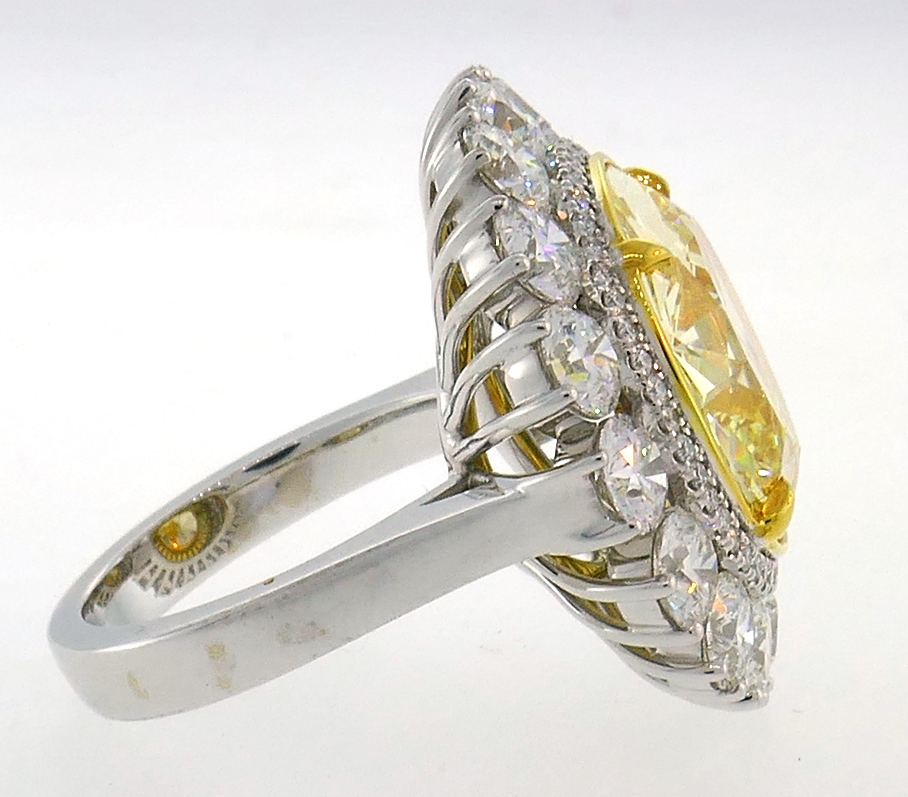 Women's Fancy Intense Yellow Diamond White Gold Ring 10.04 Carat VS2 GIA