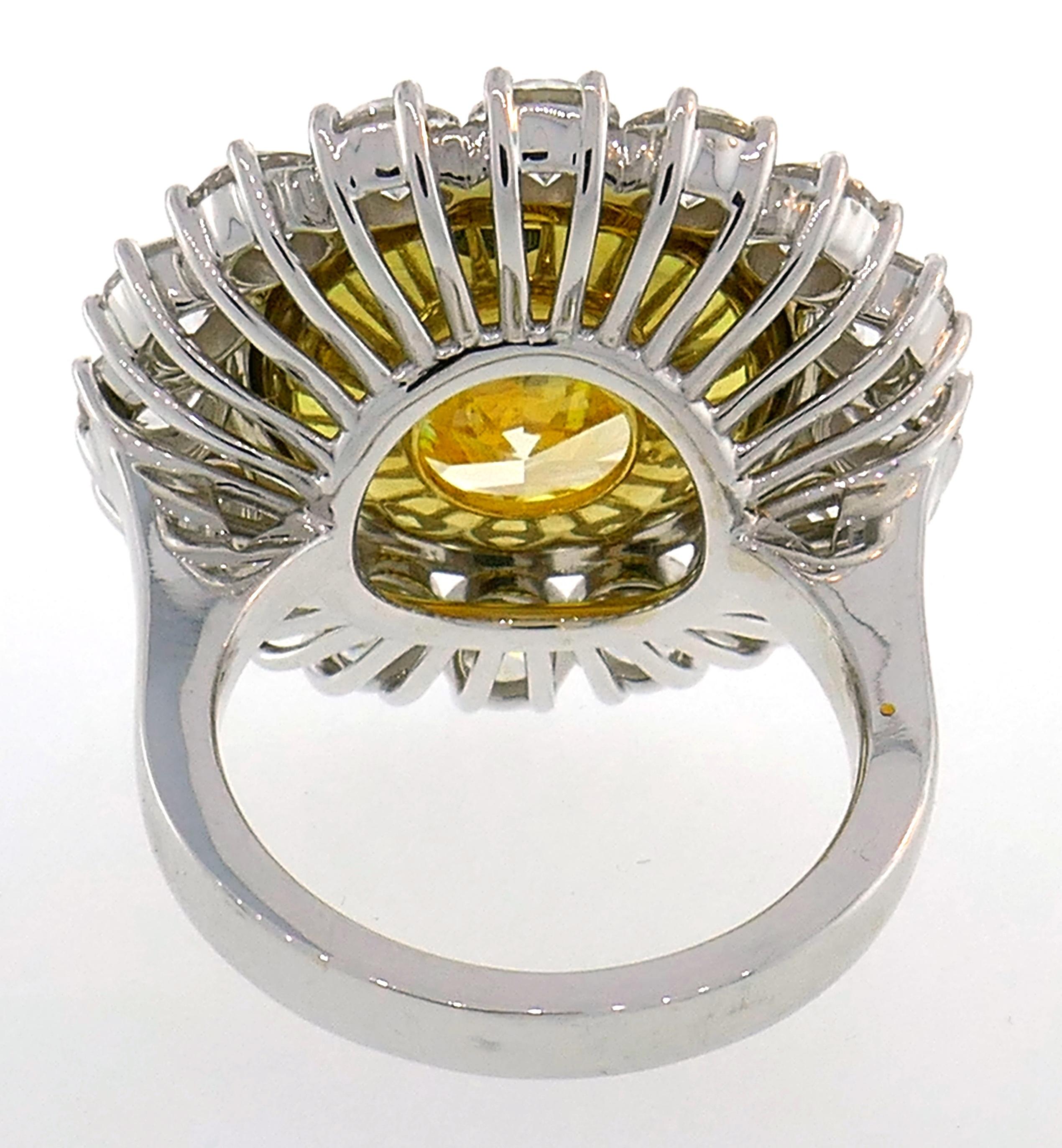 Fancy Intense Yellow Diamond White Gold Ring 10.04 Carat VS2 GIA 1