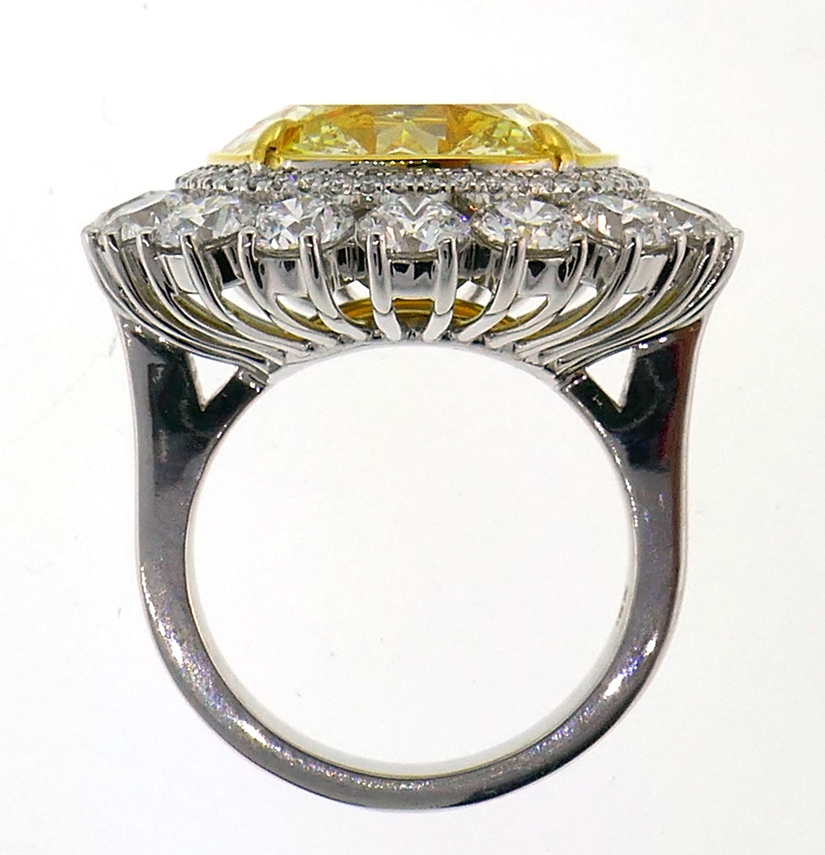 Fancy Intense Yellow Diamond White Gold Ring 10.04 Carat VS2 GIA 2