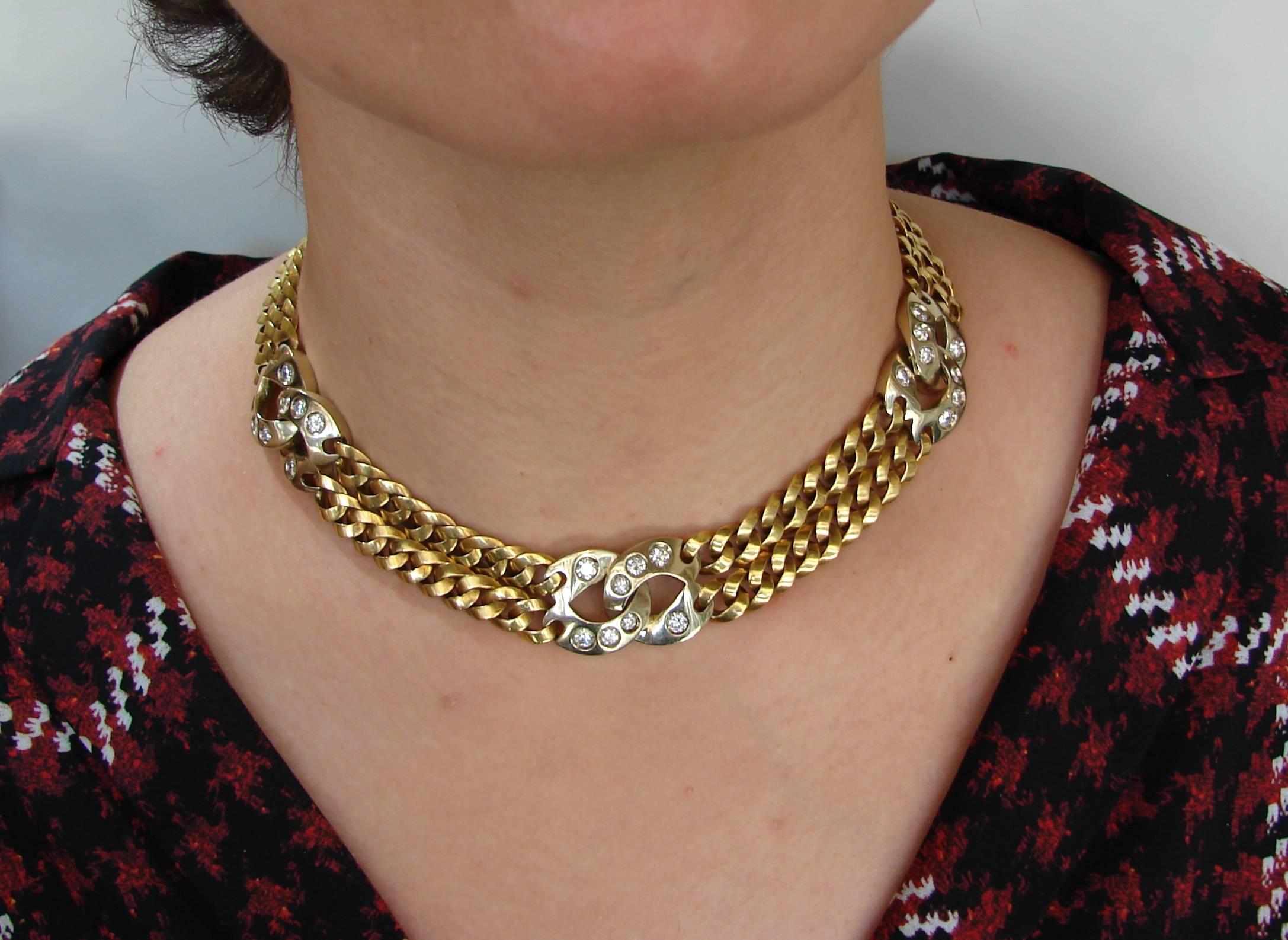Pomellato Diamond 2-tone Gold Double Chain Necklace and Earrings Set 2