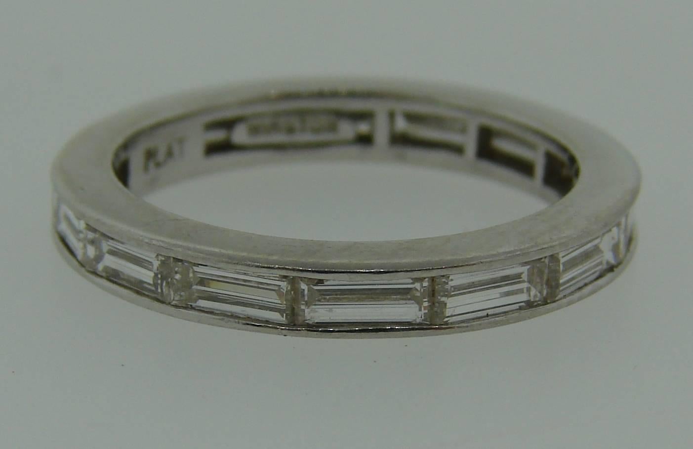 Contemporary Harry Winston Baguette Diamond Platinum Wedding Band Ring