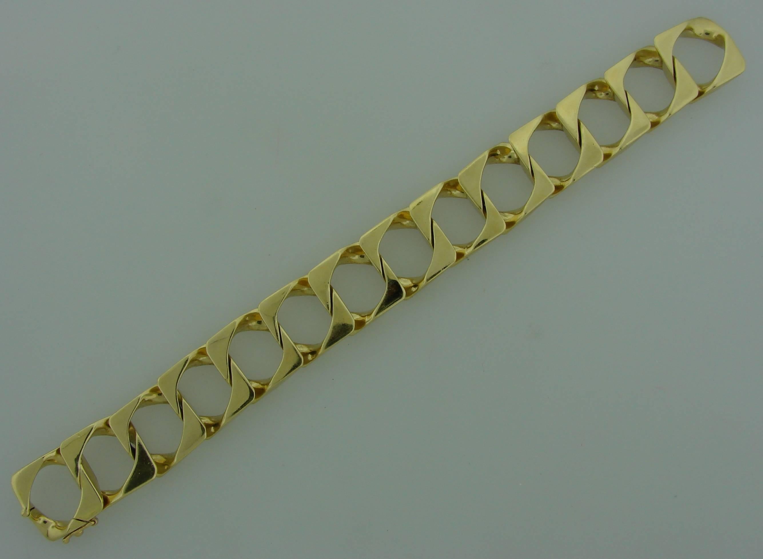 1970s Tiffany & Co. Gold Square Link Bracelet In Excellent Condition In Beverly Hills, CA