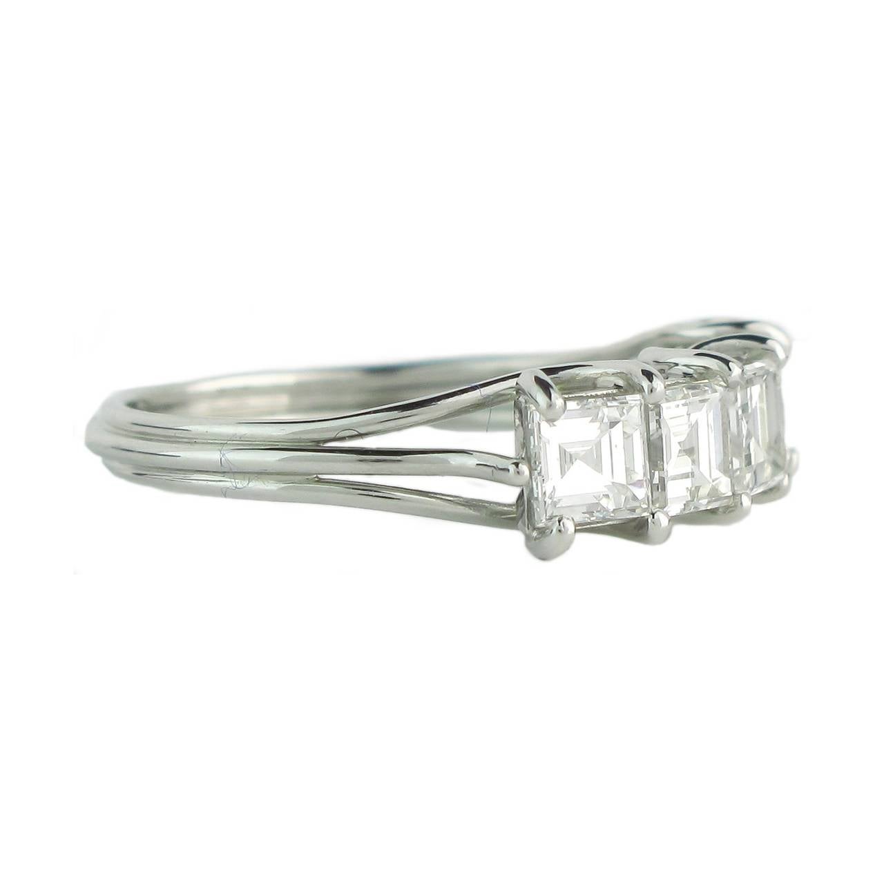 Women's Square Step Cut Diamond Platinum Eternity Ring For Sale