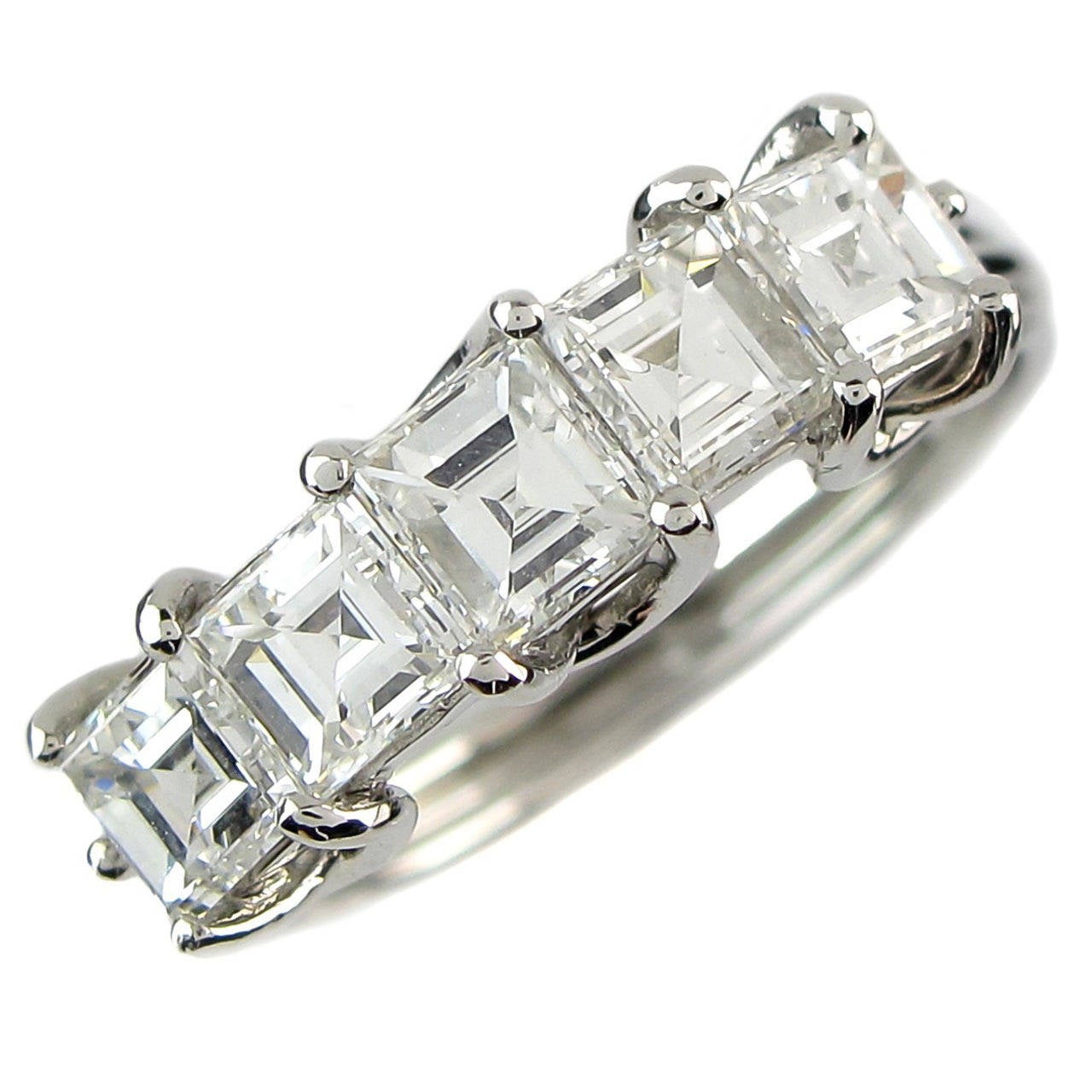 Square Step Cut Diamond Platinum Eternity Ring For Sale
