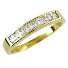 Vintage Boodles Square Cut Diamond Gold Half Eternity Ring