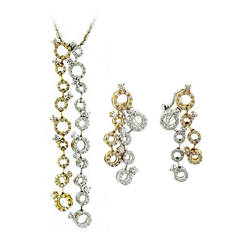 Diamond Gold Bubbles Necklace and Earrings Set