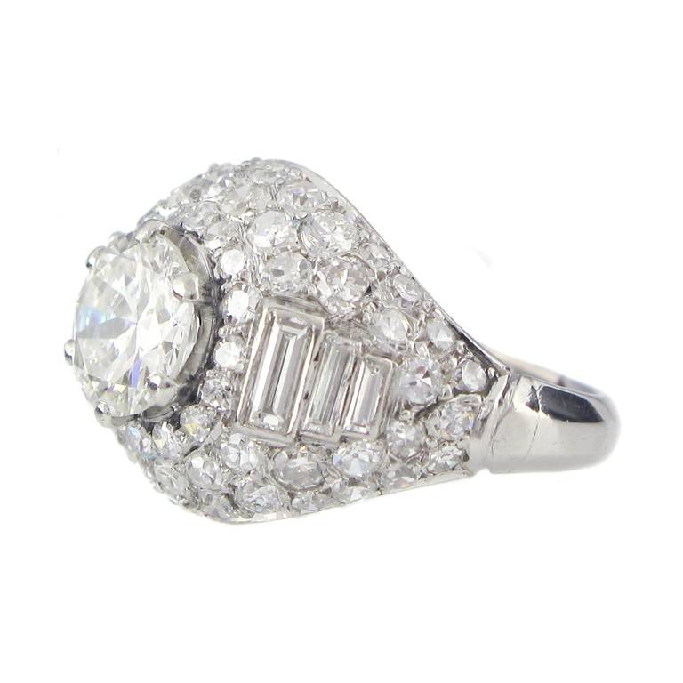 Diamond Platinum Bombe Cocktail Ring
