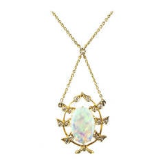 Edwardian Opal Gold Drop Necklace