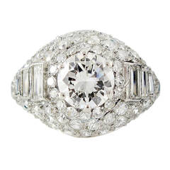 Antique Diamond Platinum Bombe Cocktail Ring