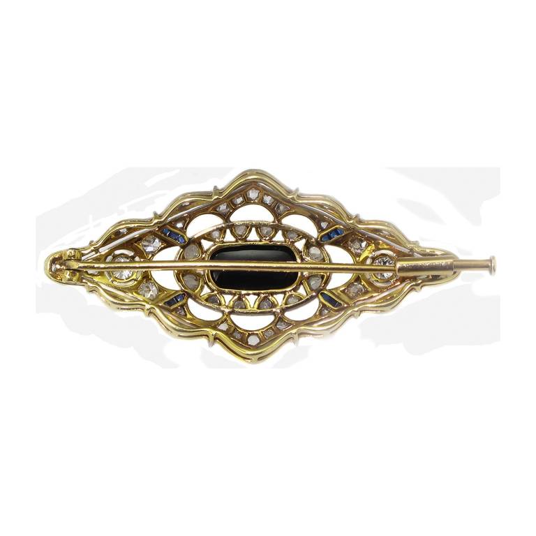 Antique Belle Epoque Sapphire Diamond Brooch