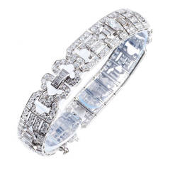 Art Deco Geometric 10.00 Carat Diamond Platinum Bracelet
