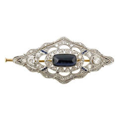 Antique Belle Epoque Sapphire Diamond Brooch