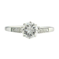 Vintage 0.88 Carat Diamond Platinum Engagement Ring