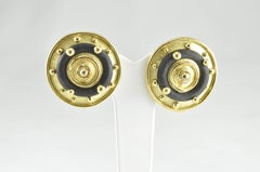 Circular Gold and Wood Denise Roberge Earrings