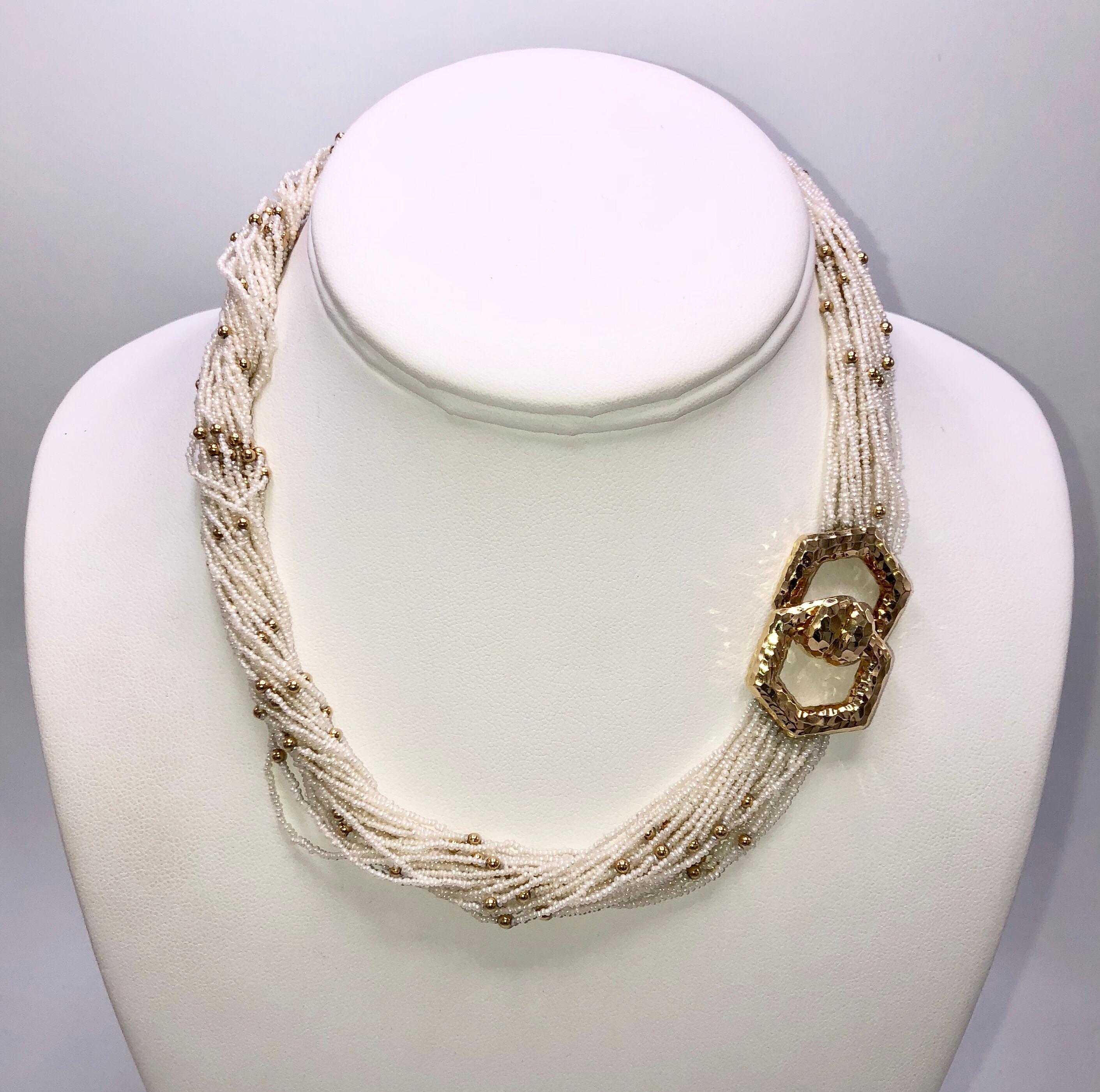 Women's Yellow Gold and Seed Pearl Necklace