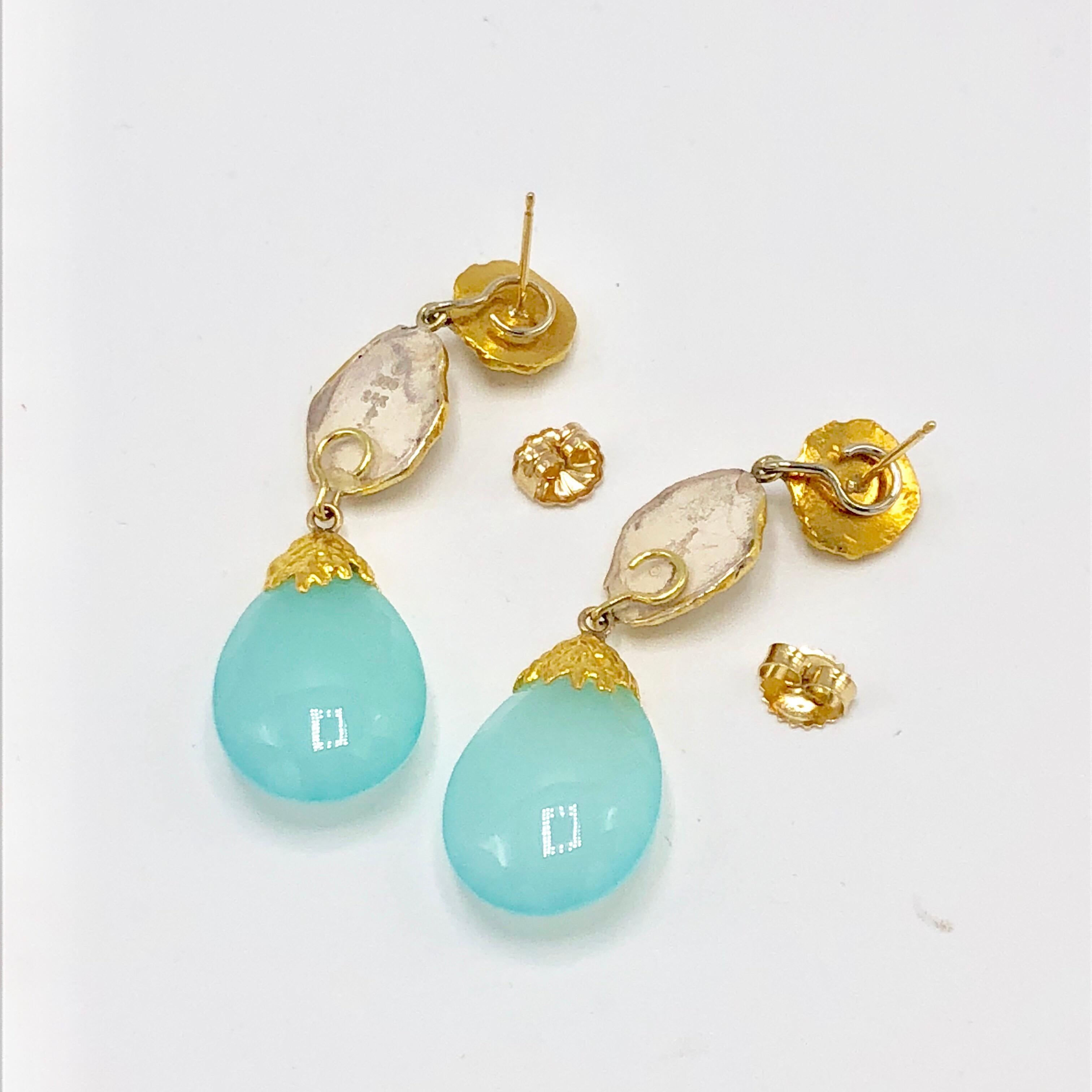 Contemporary Victor Velyan Blue Onyx White Sapphire Gold Earrings