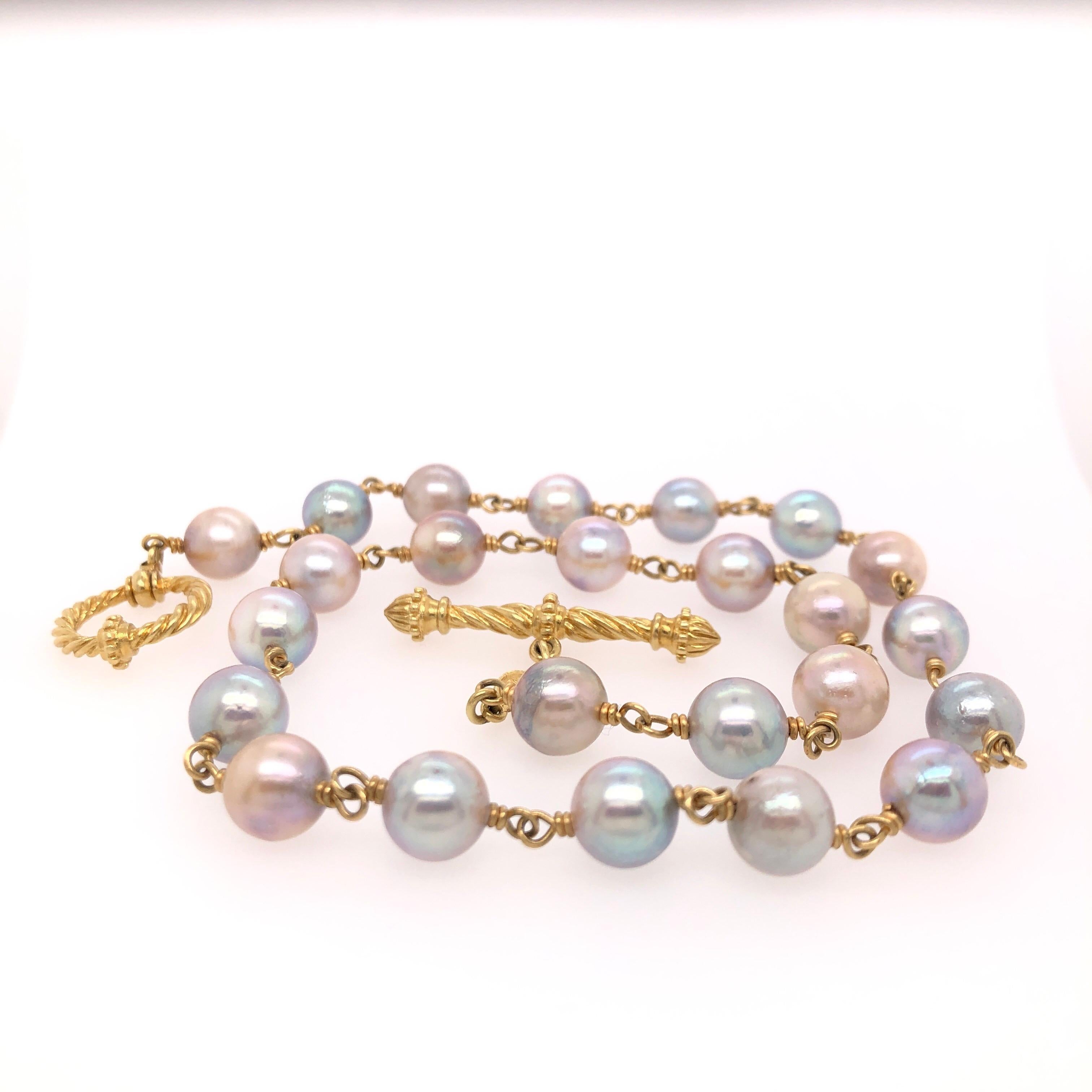 Yellow Gold Necklace with Pearls 1