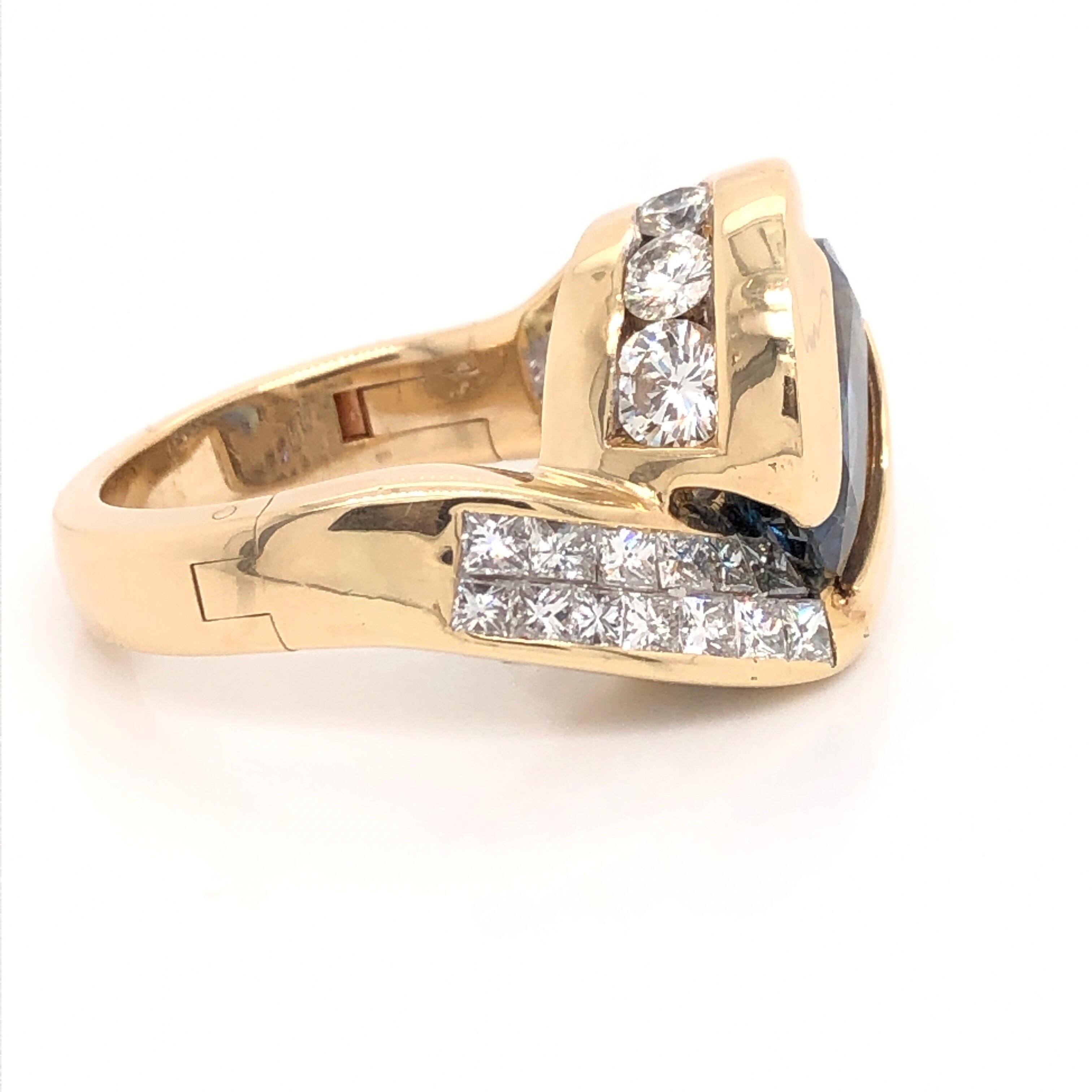 Sapphire, Gold and Diamond Dinner Ring 2