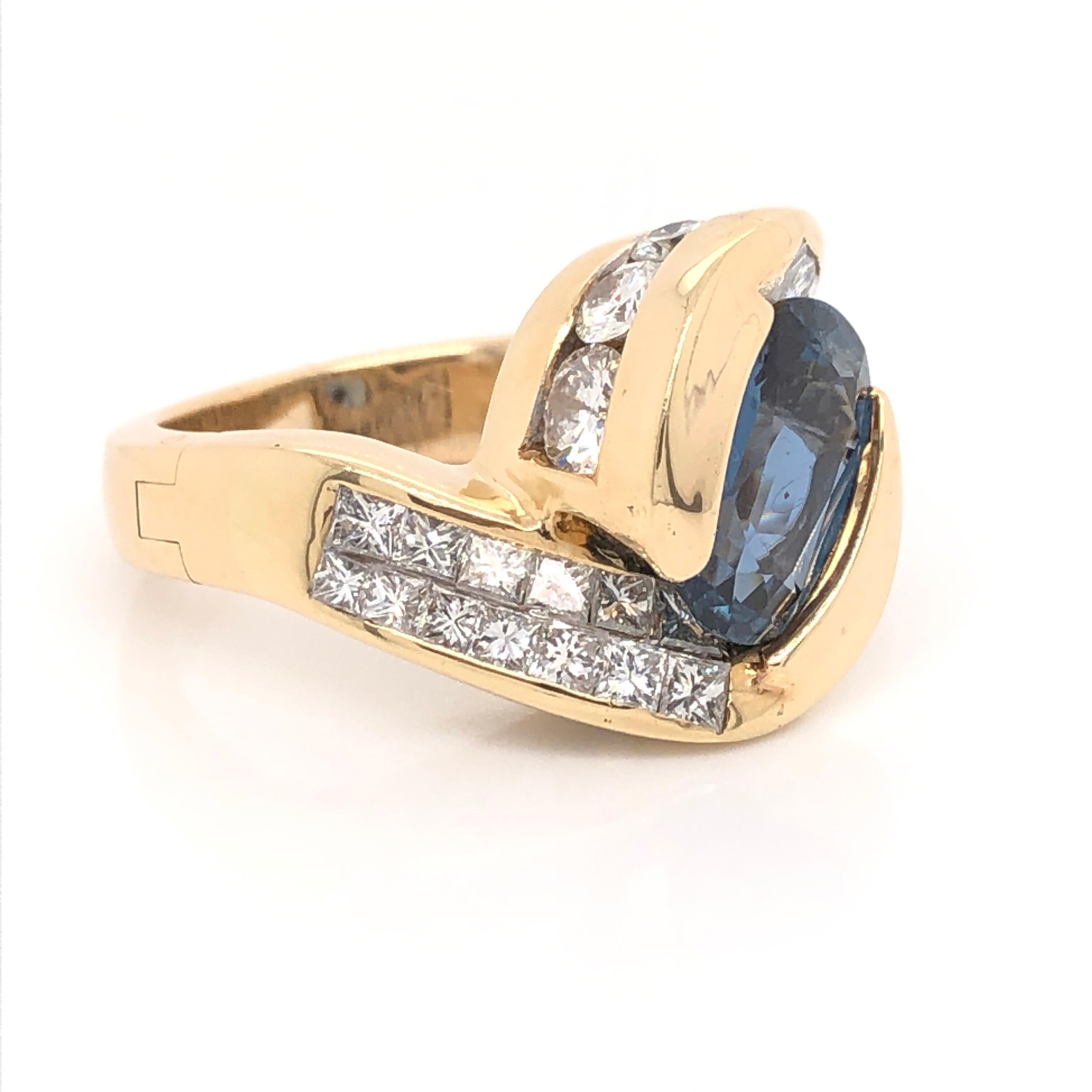 Sapphire, Gold and Diamond Dinner Ring 3