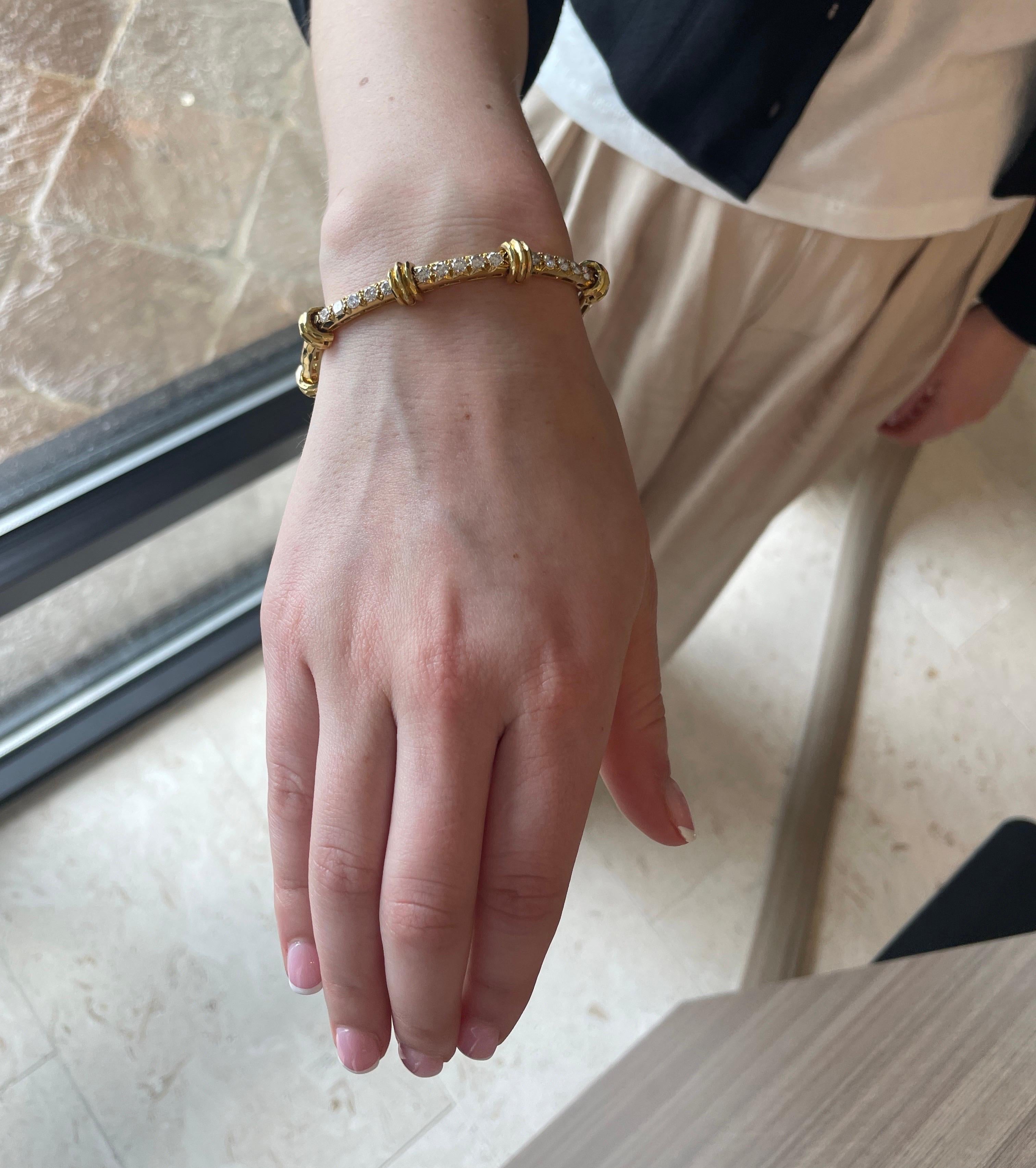 Henry Dunay 2ct Diamond Bamboo Bracelet 18K Yellow Gold 1