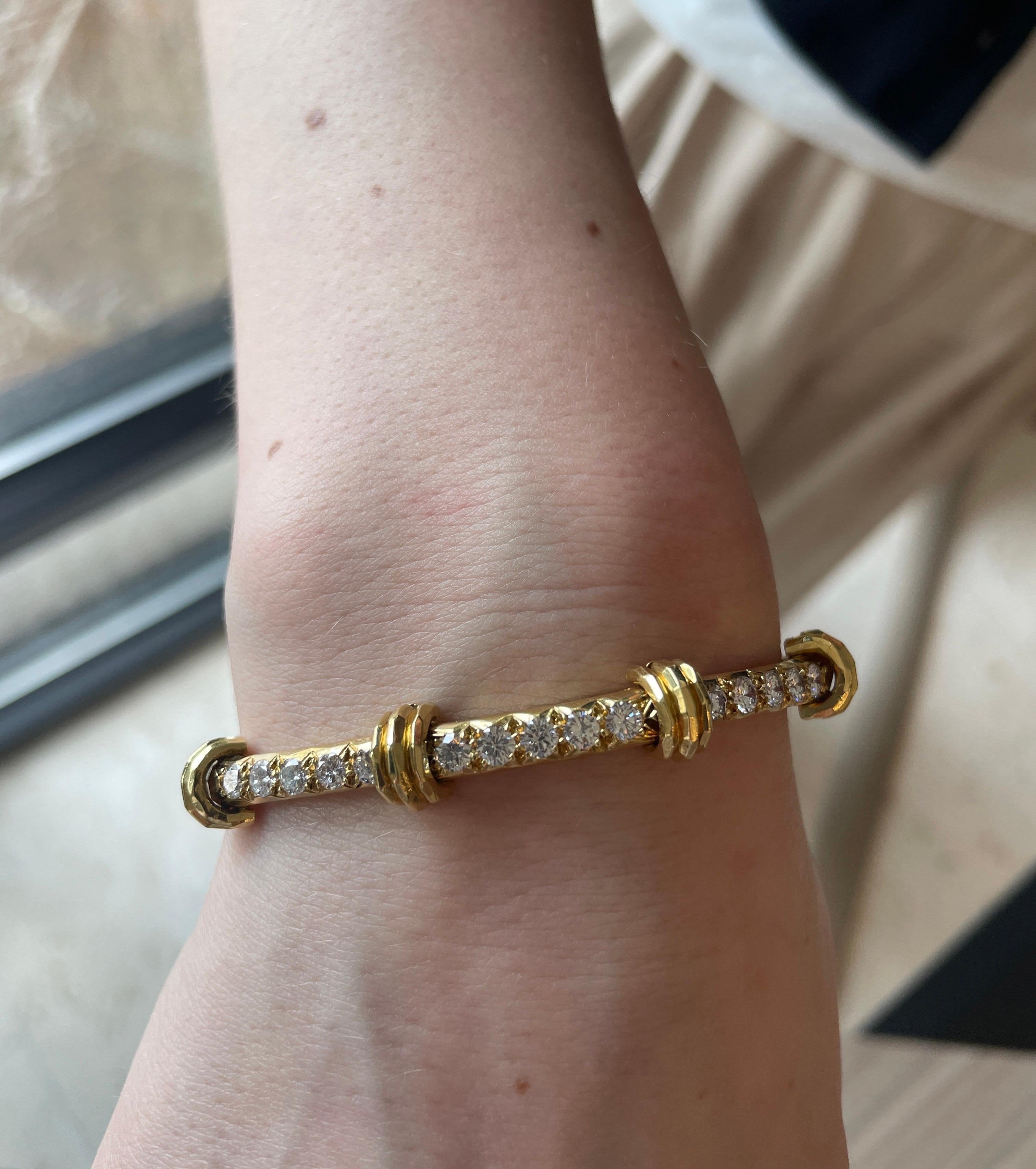 Henry Dunay 2ct Diamond Bamboo Bracelet 18K Yellow Gold 2