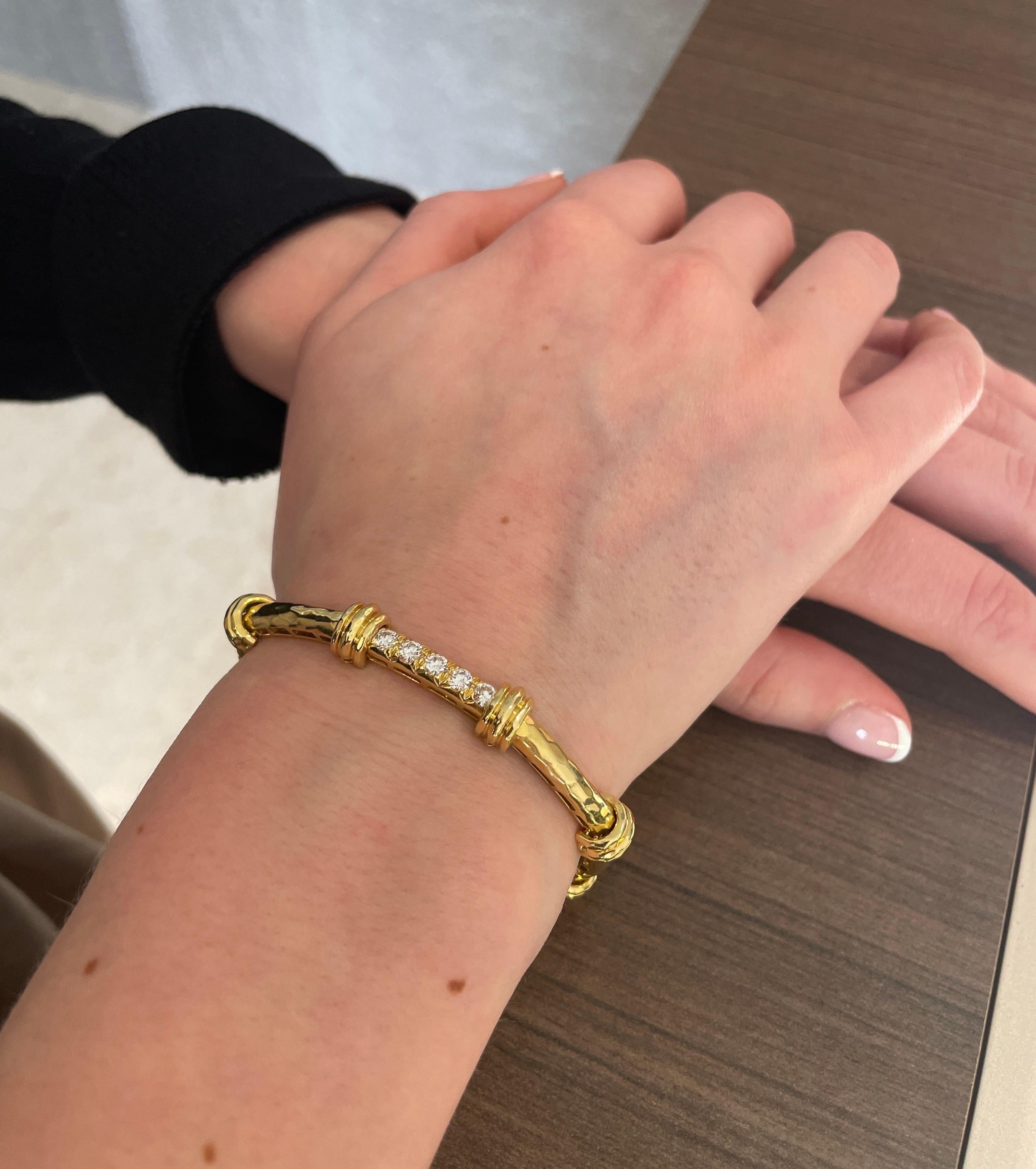 Henry Dunay Diamond Bamboo Bracelet 18K Yellow Gold 1