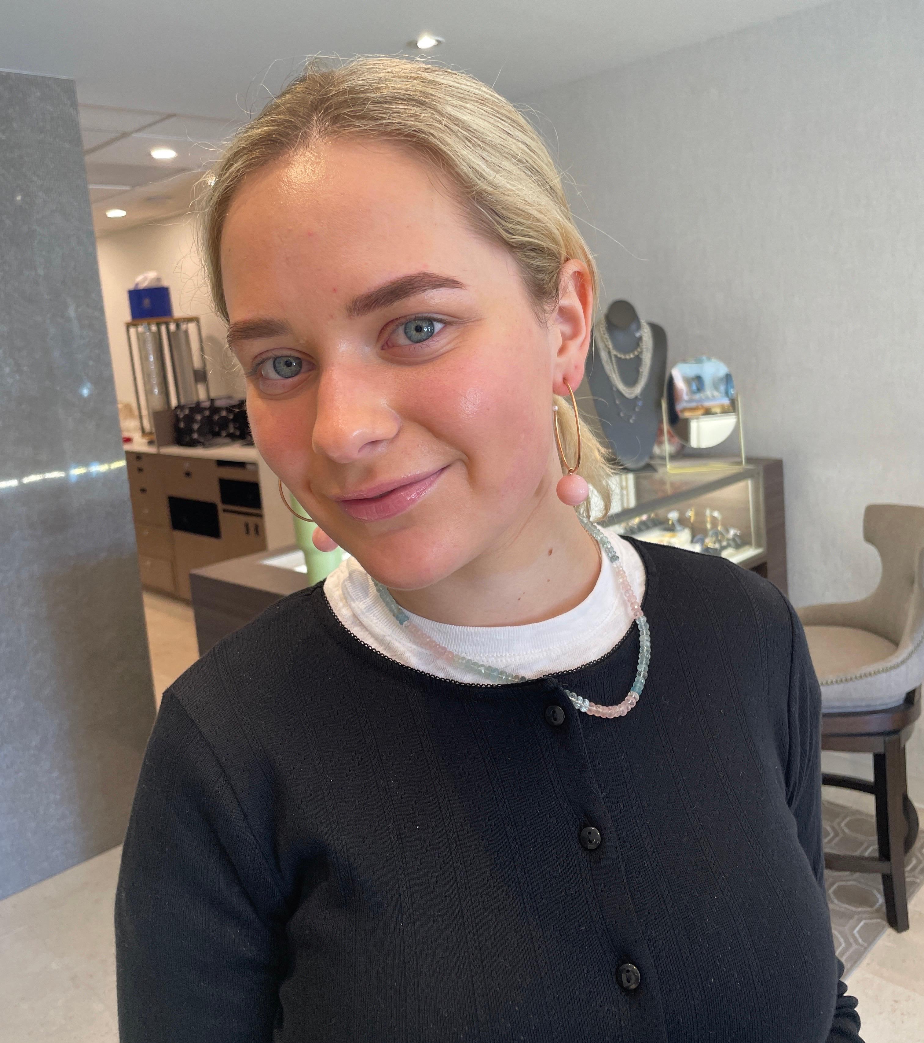 Irene Neuwirth Pink Opal Pearl Hoops Earrings 18K Rose Gold In Excellent Condition In Dallas, TX