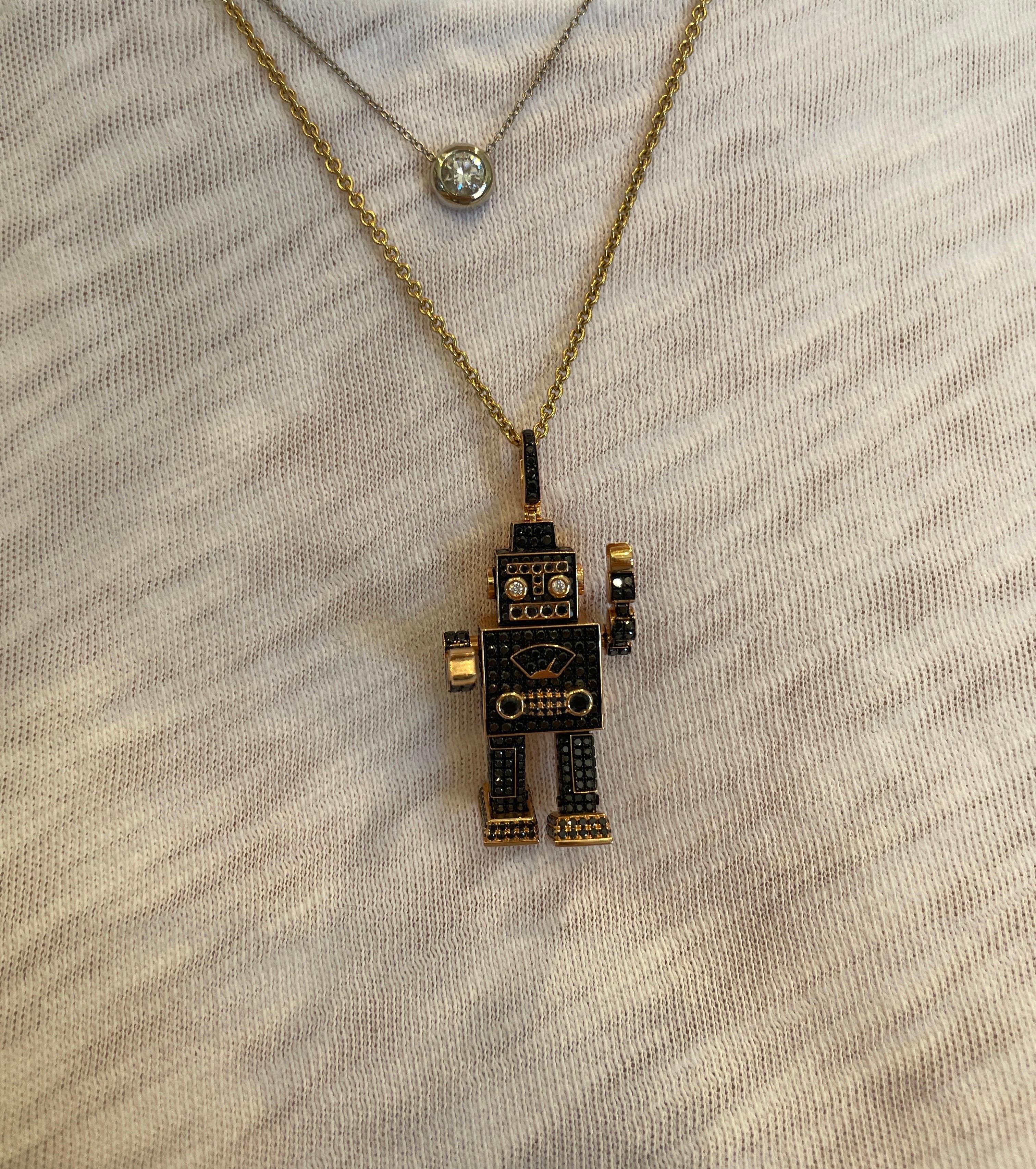 Qeelin Diamant- Roobot-Anhänger aus 18 Karat Roségold für Damen oder Herren