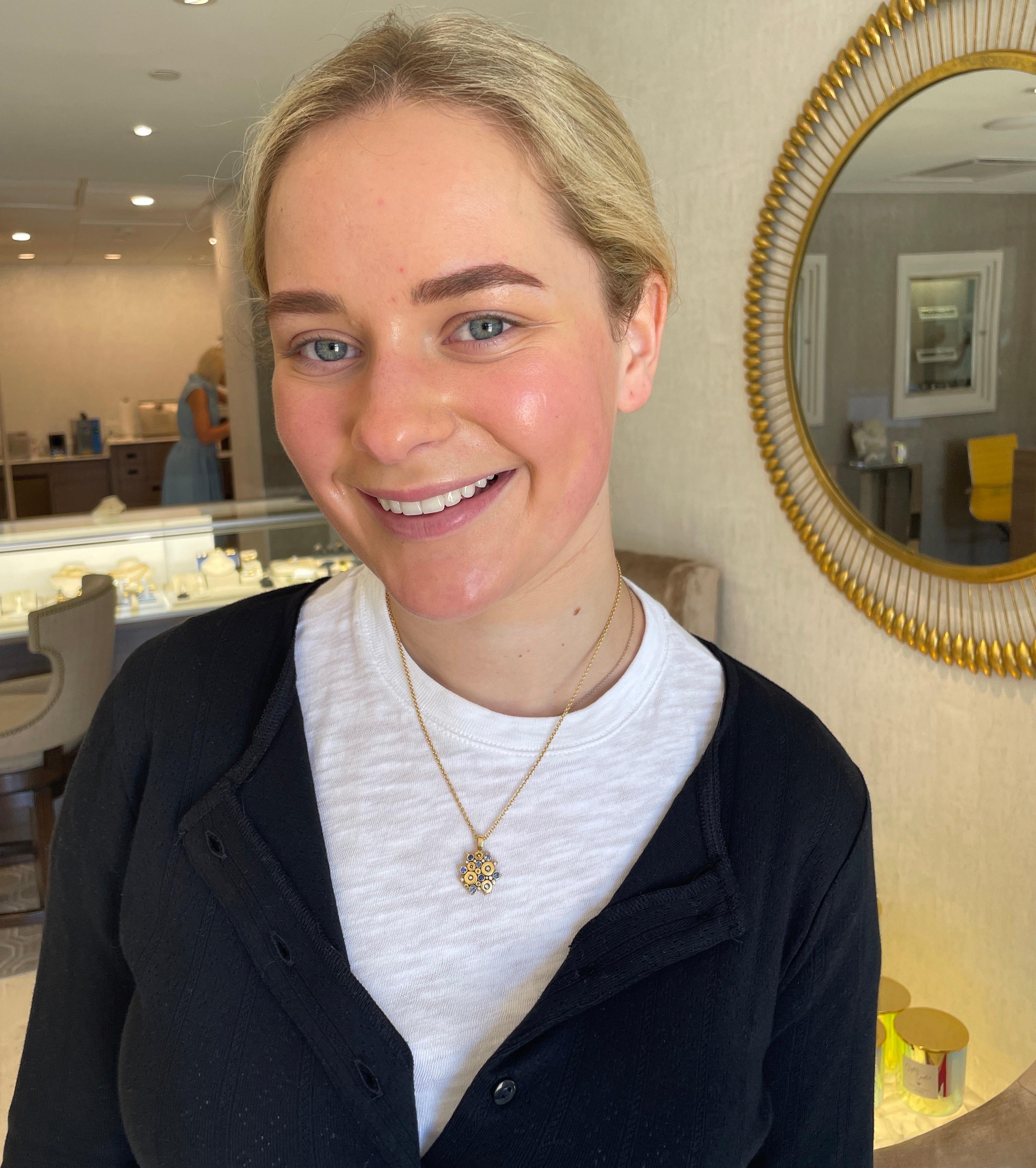 Alex Sepkus Pendentif « Ocean » en or jaune 18 carats avec diamants et saphirs sur chaîne de 18'' en vente 2