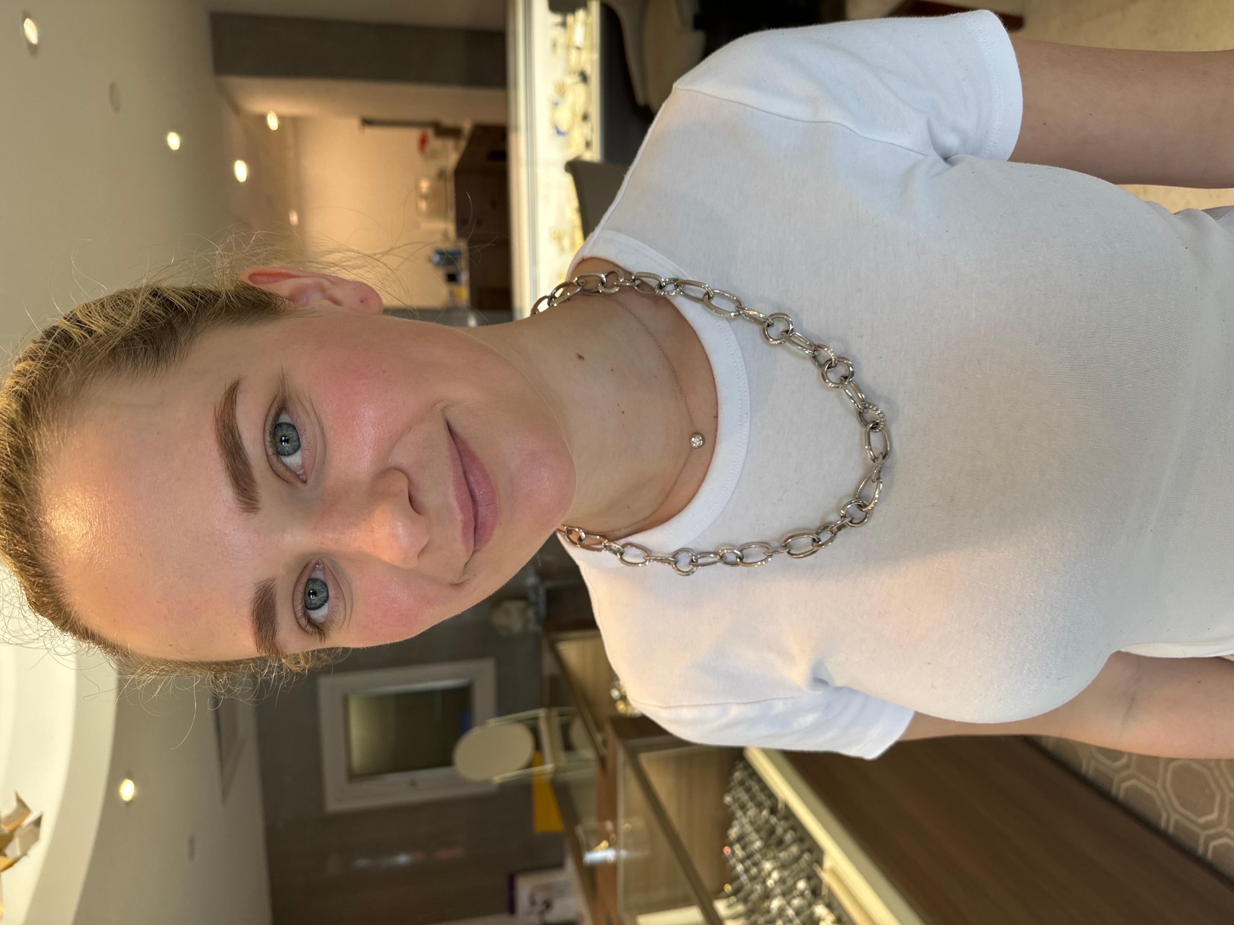 Pomellato Heavy Link Chain with Diamond Pave Links 18K White Gold 1
