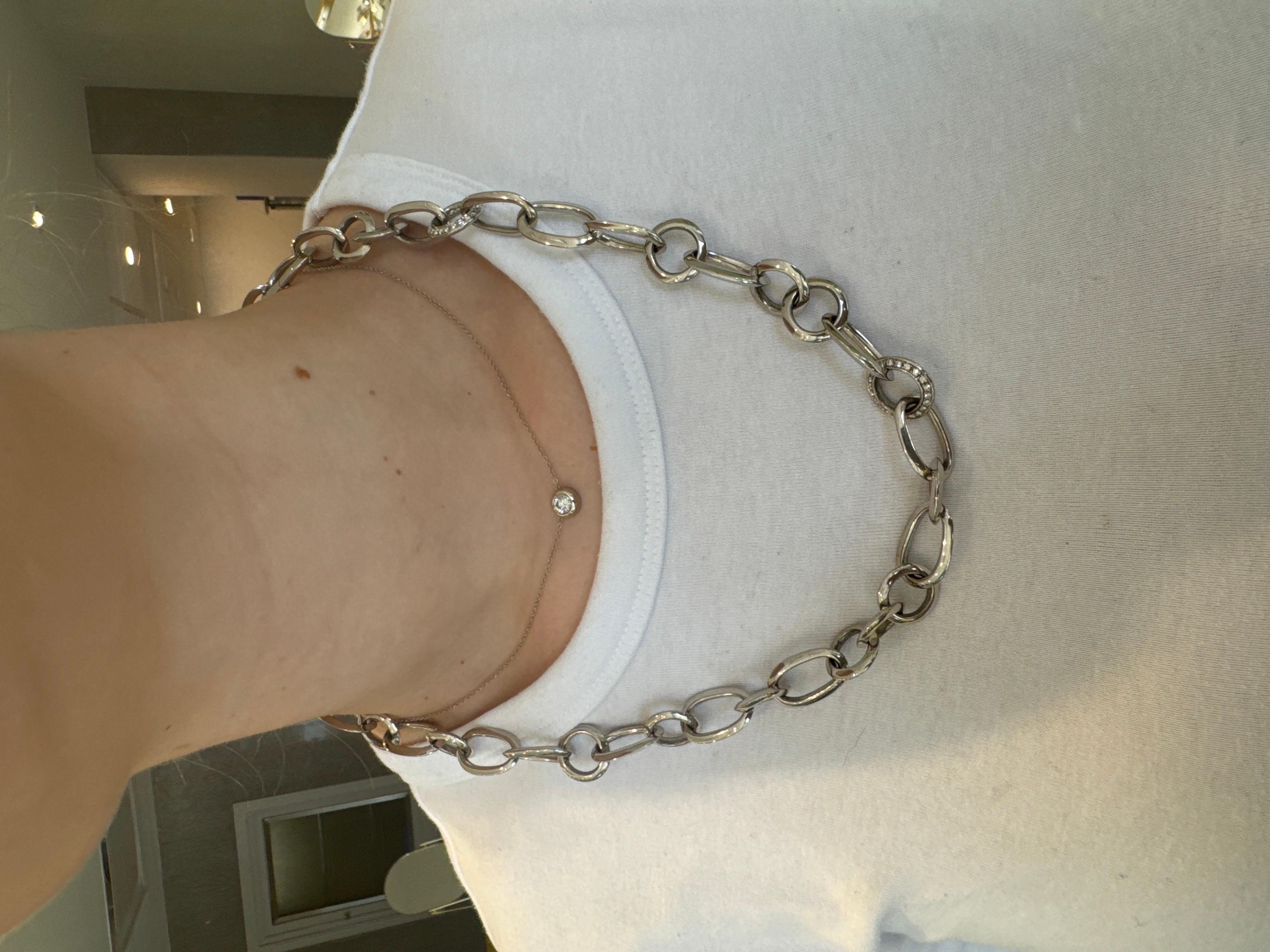 Women's Pomellato Heavy Link Chain with Diamond Pave Links 18K White Gold