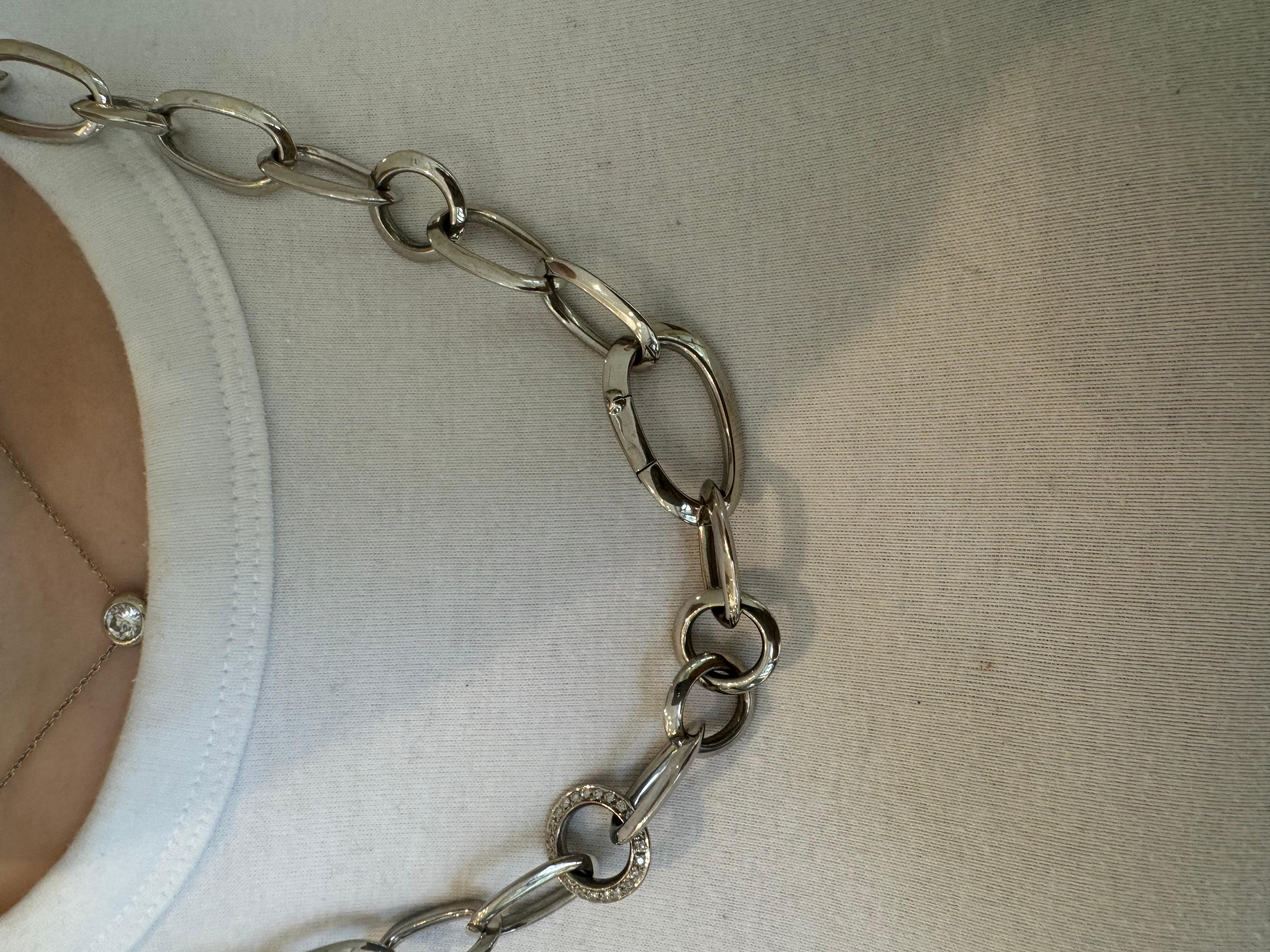 Pomellato Heavy Link Chain with Diamond Pave Links 18K White Gold 2