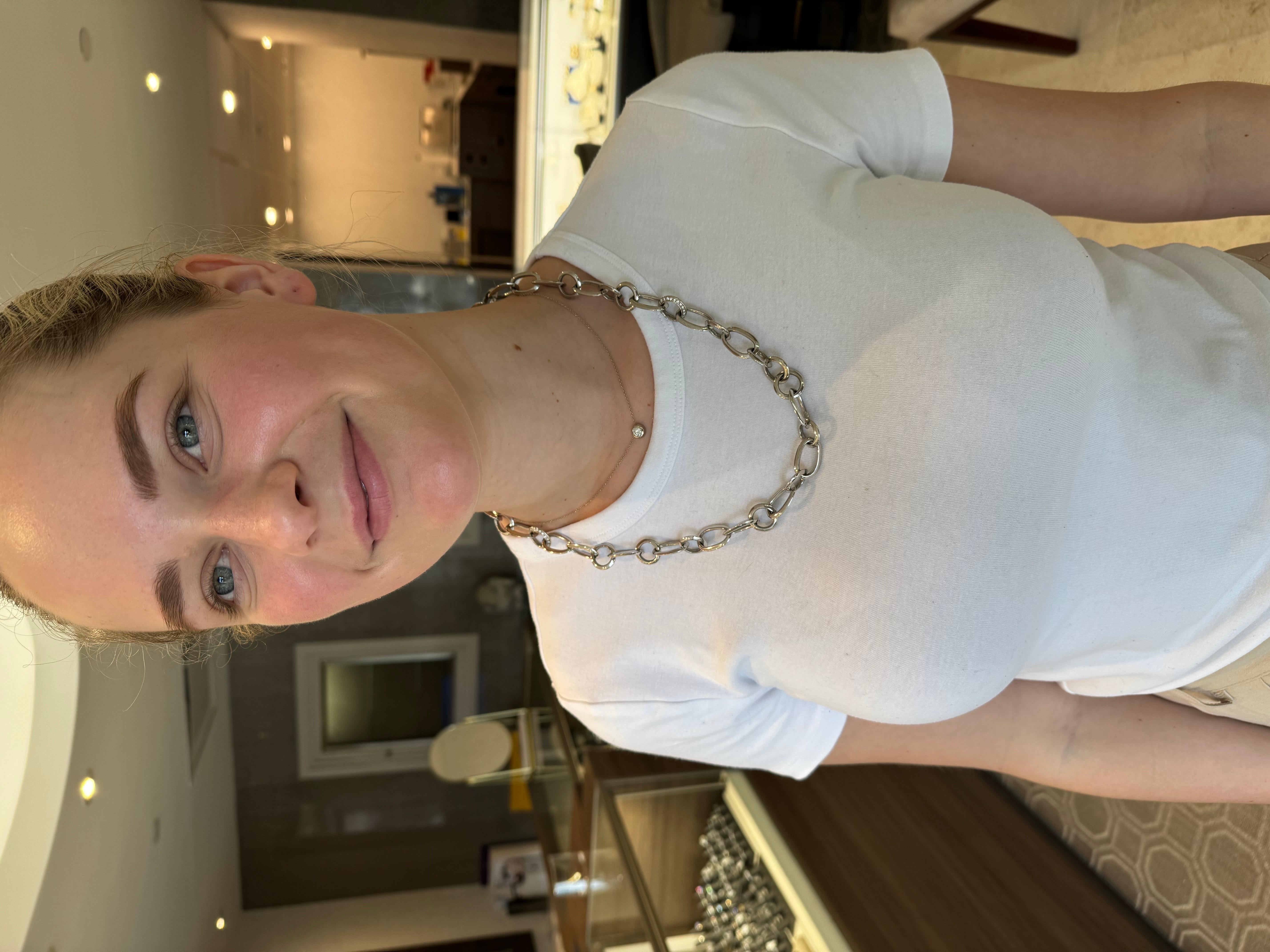 Pomellato Heavy Link Chain with Diamond Pave Links 18K White Gold 5