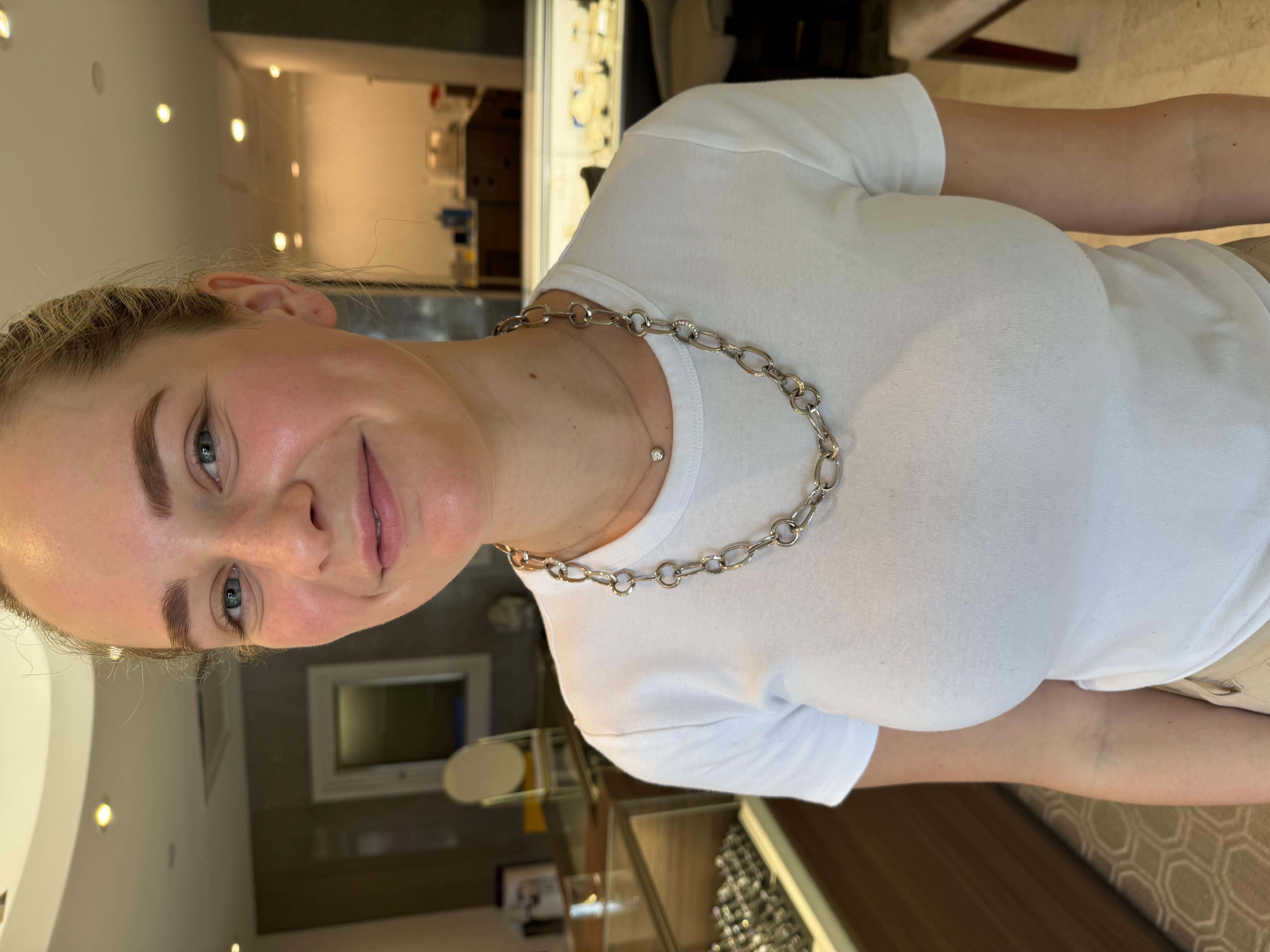 Pomellato Heavy Link Chain with Diamond Pave Links 18K White Gold 4