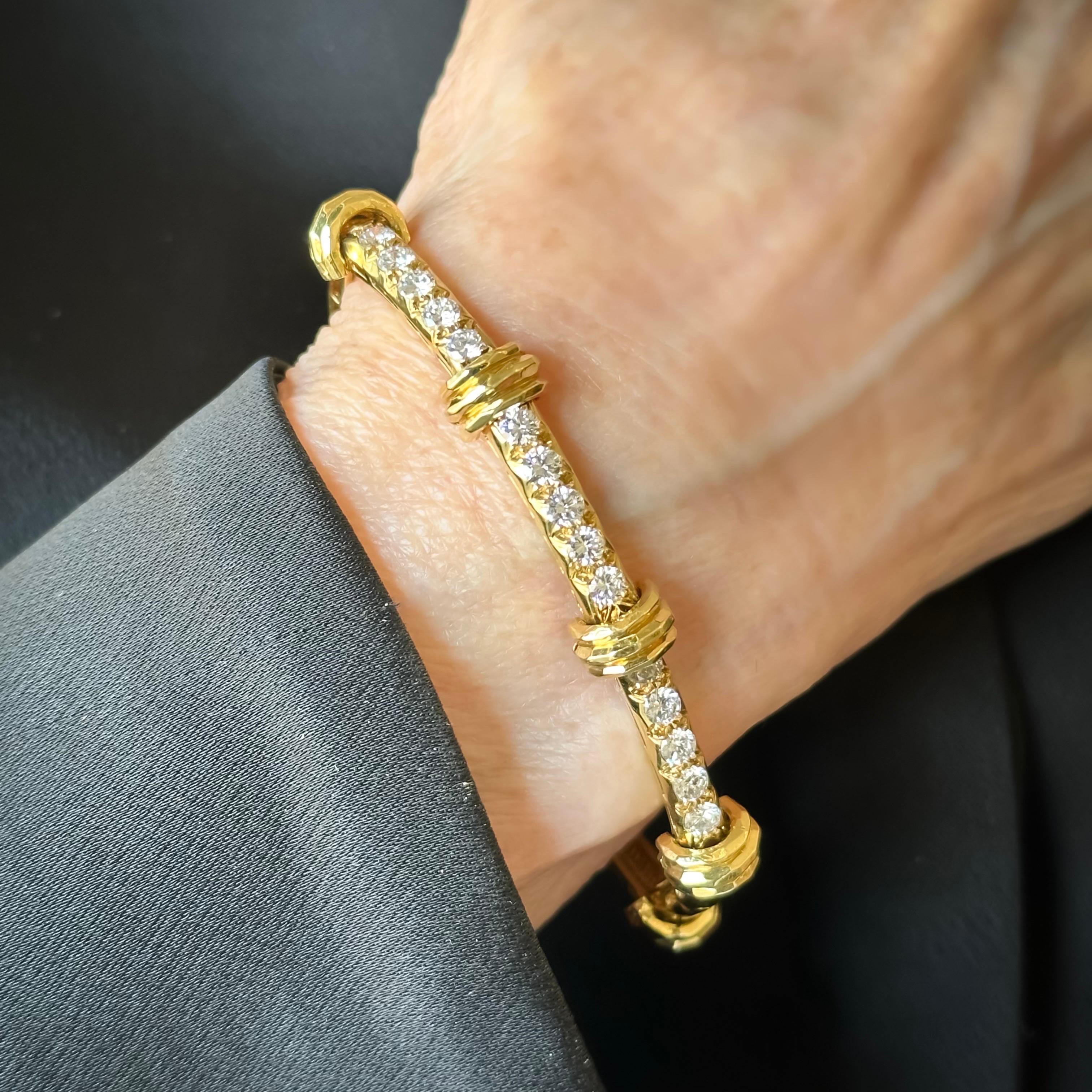 Henry Dunay 2ct Diamond Bamboo Bracelet 18K Yellow Gold 3