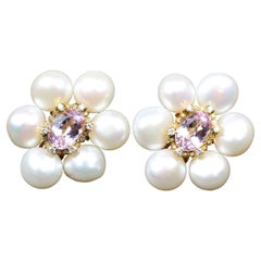 Judith Ripka Pearl Kenzie Gold Diamond Kunzite Earrings
