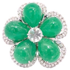 Nina Runsdorf Emerald Diamond White Gold Ring
