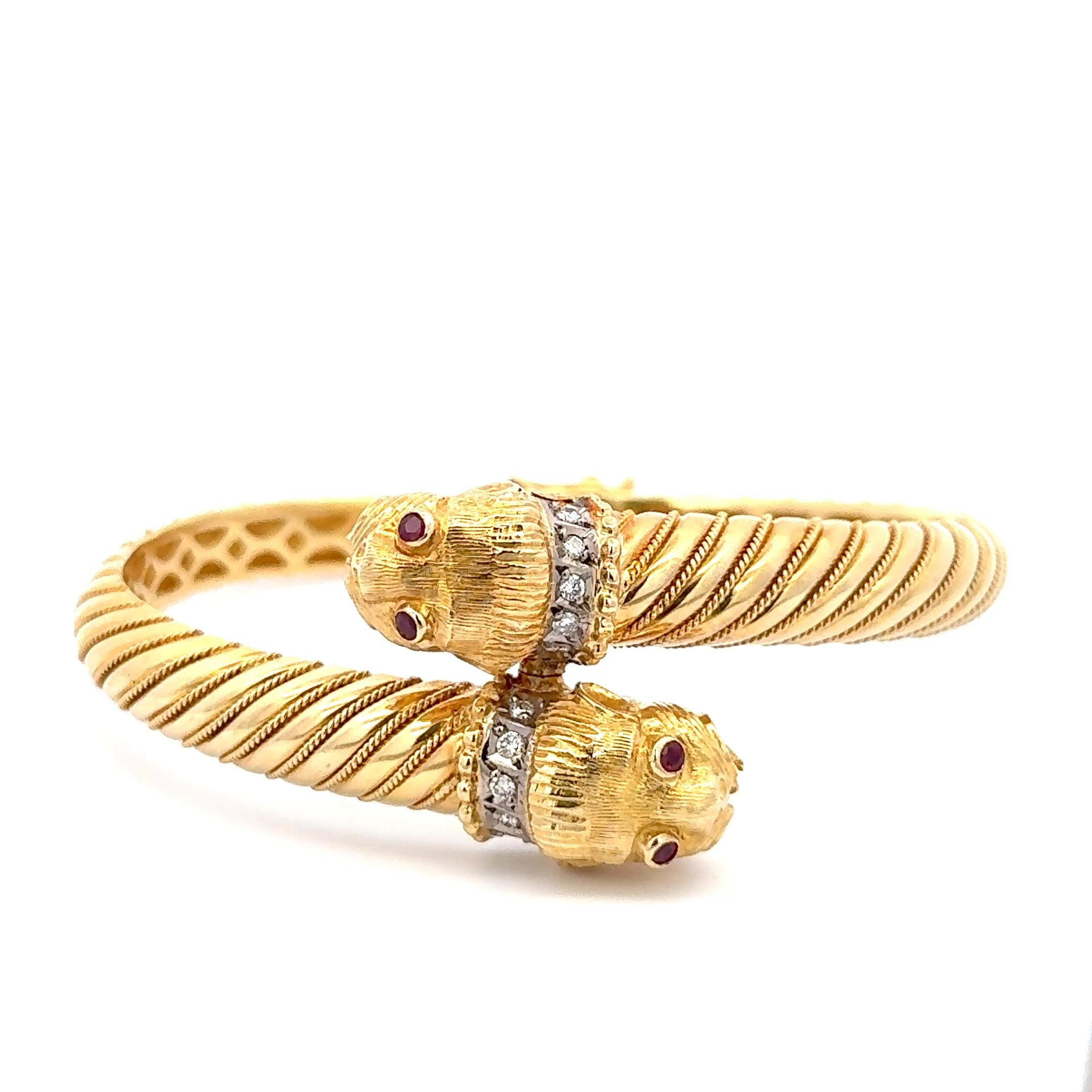 Pulsera Bypass Cabezas de León Oro Amarillo 18K en Excelente estado para la venta en Dallas, TX