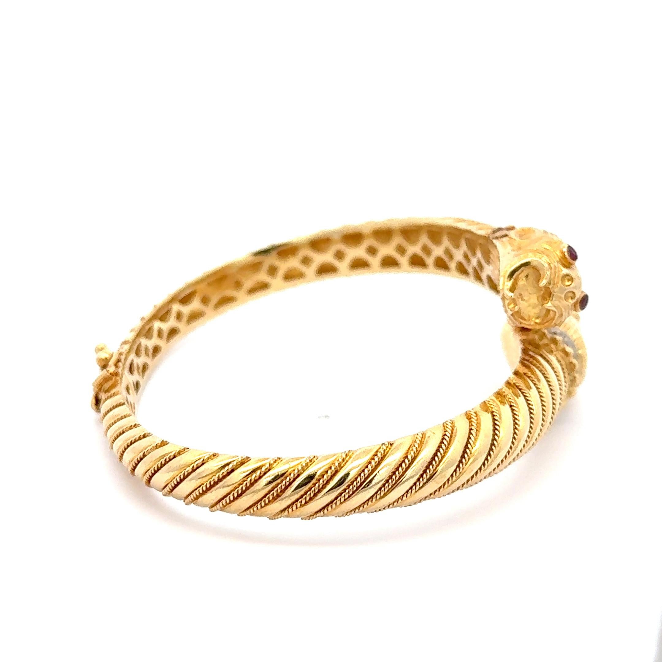 Femenino o masculino Pulsera Bypass Cabezas de León Oro Amarillo 18K en venta