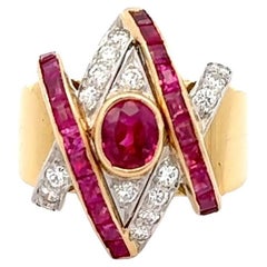 Bague rubis et diamant en or 18K
